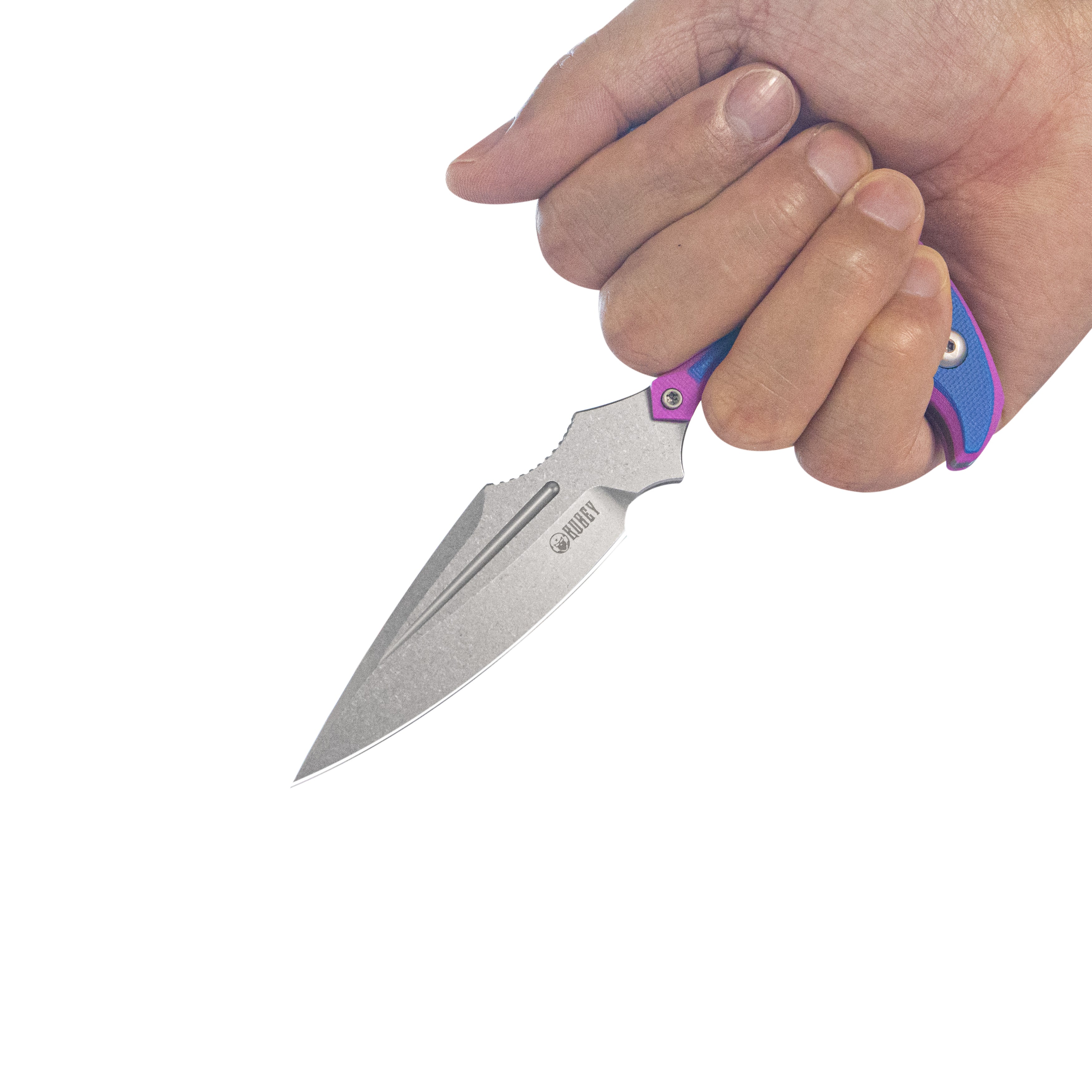 Medusa Push Dagger Fixed Blade Outdoor Knives w/ Kydex Sheath Pink Blue G-10 Beadblast 14C28N KU242F