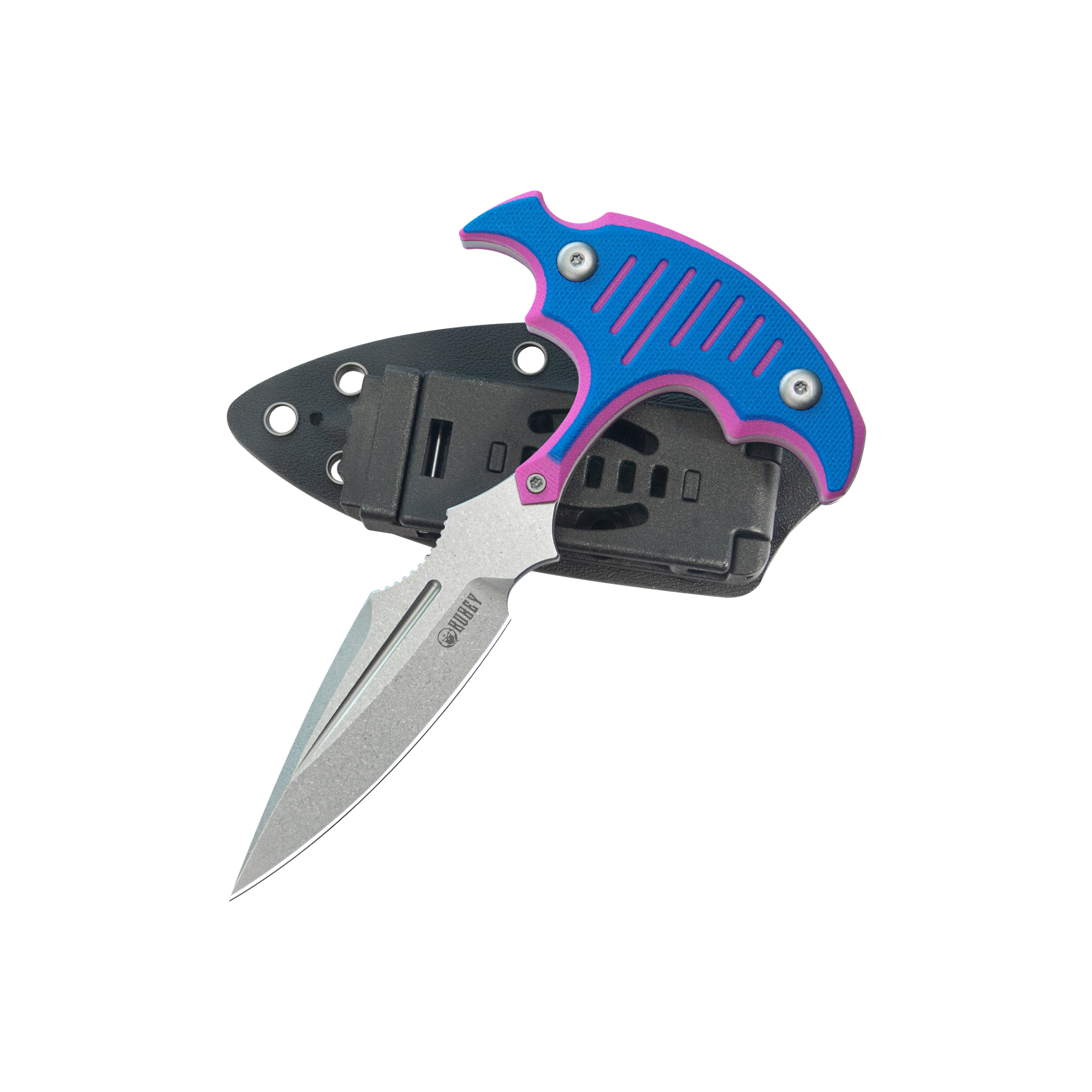 Medusa Push Dagger Fixed Blade Outdoor Knives w/ Kydex Sheath Pink Blue G-10 Beadblast 14C28N KU242F