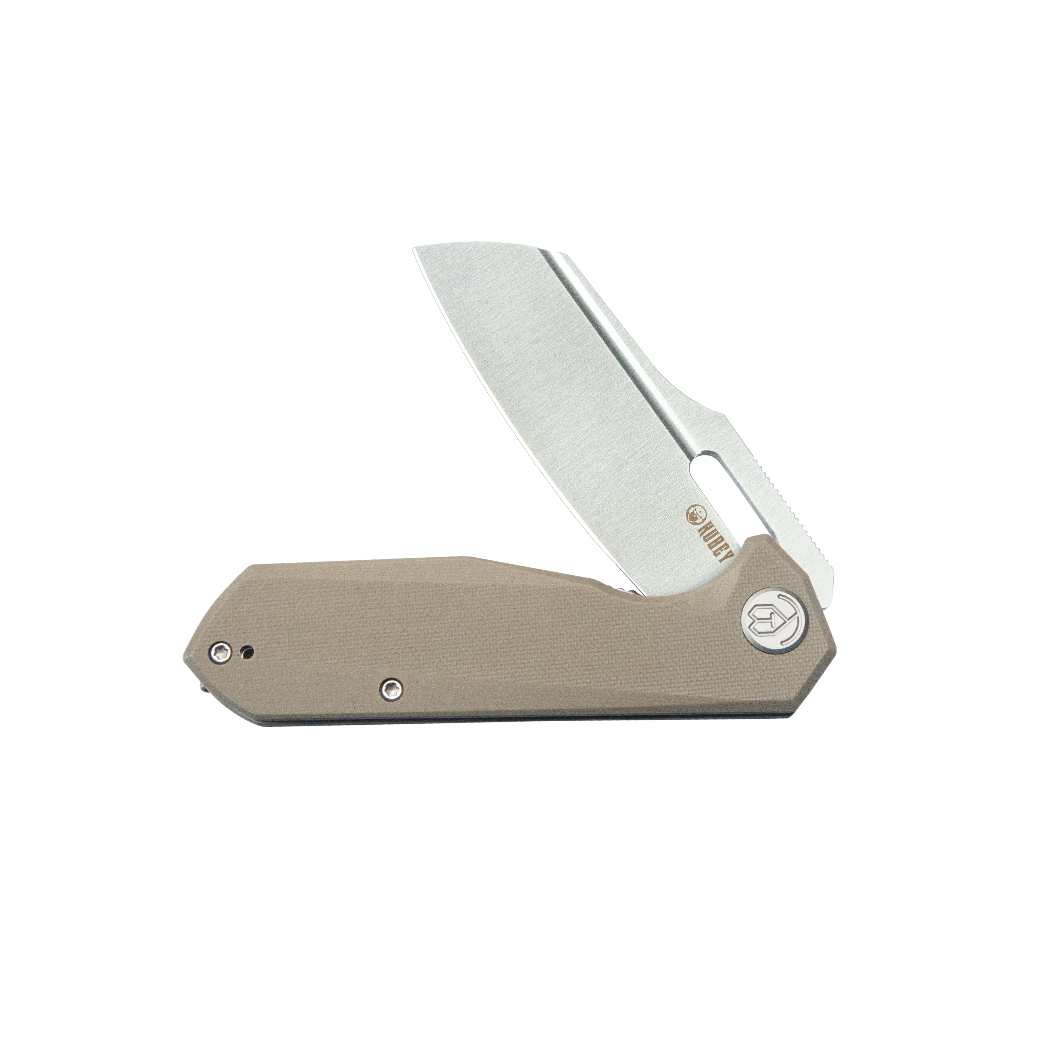 Kubey Atlas Liner Lock Folding Knife Tan G10 Handle 3.31" Satin 14C28N KU328J