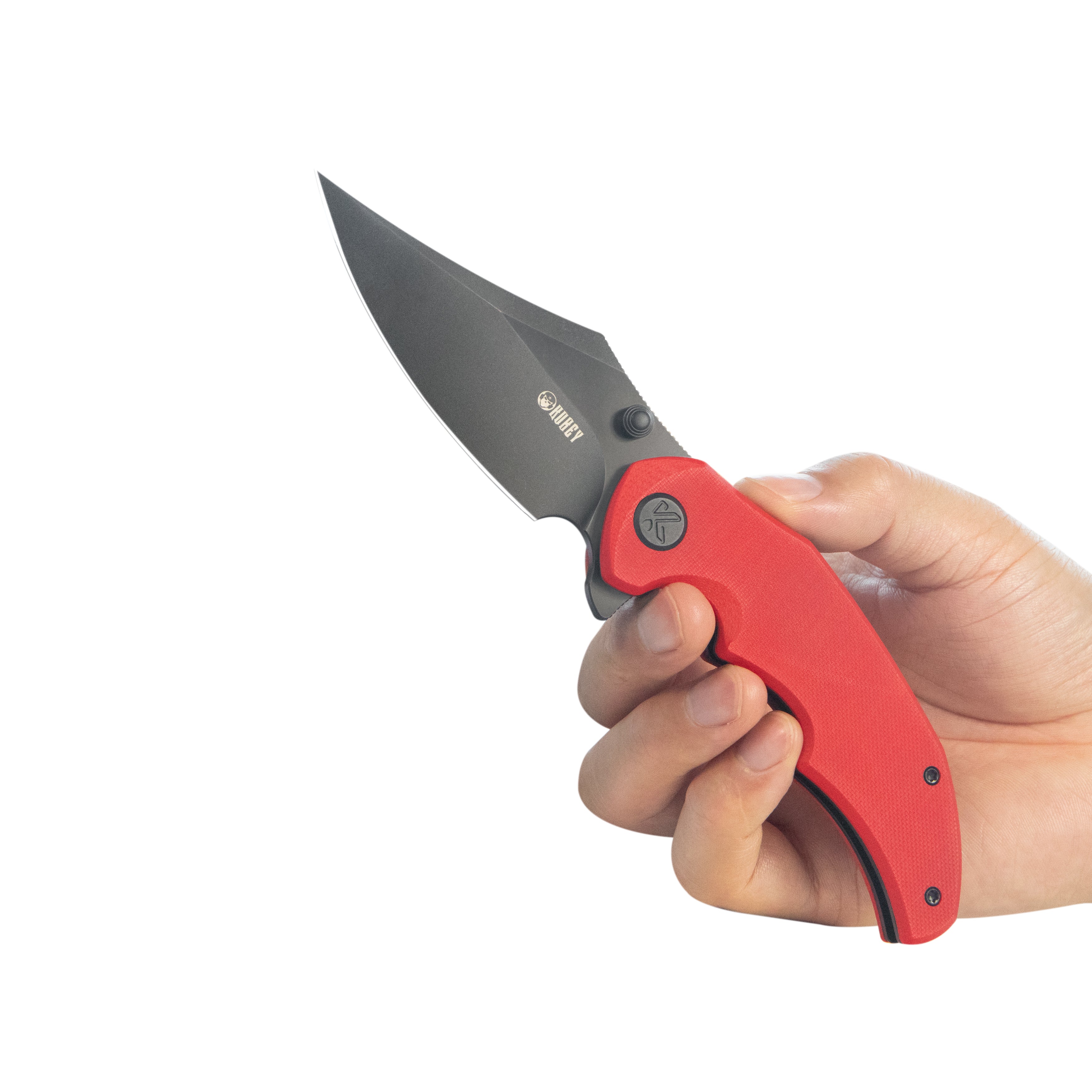 Kubey Ceto Flipper Camping Folding Knife Red G-10 Handle 3.46" Blackwash 14C28N Blade KU181E