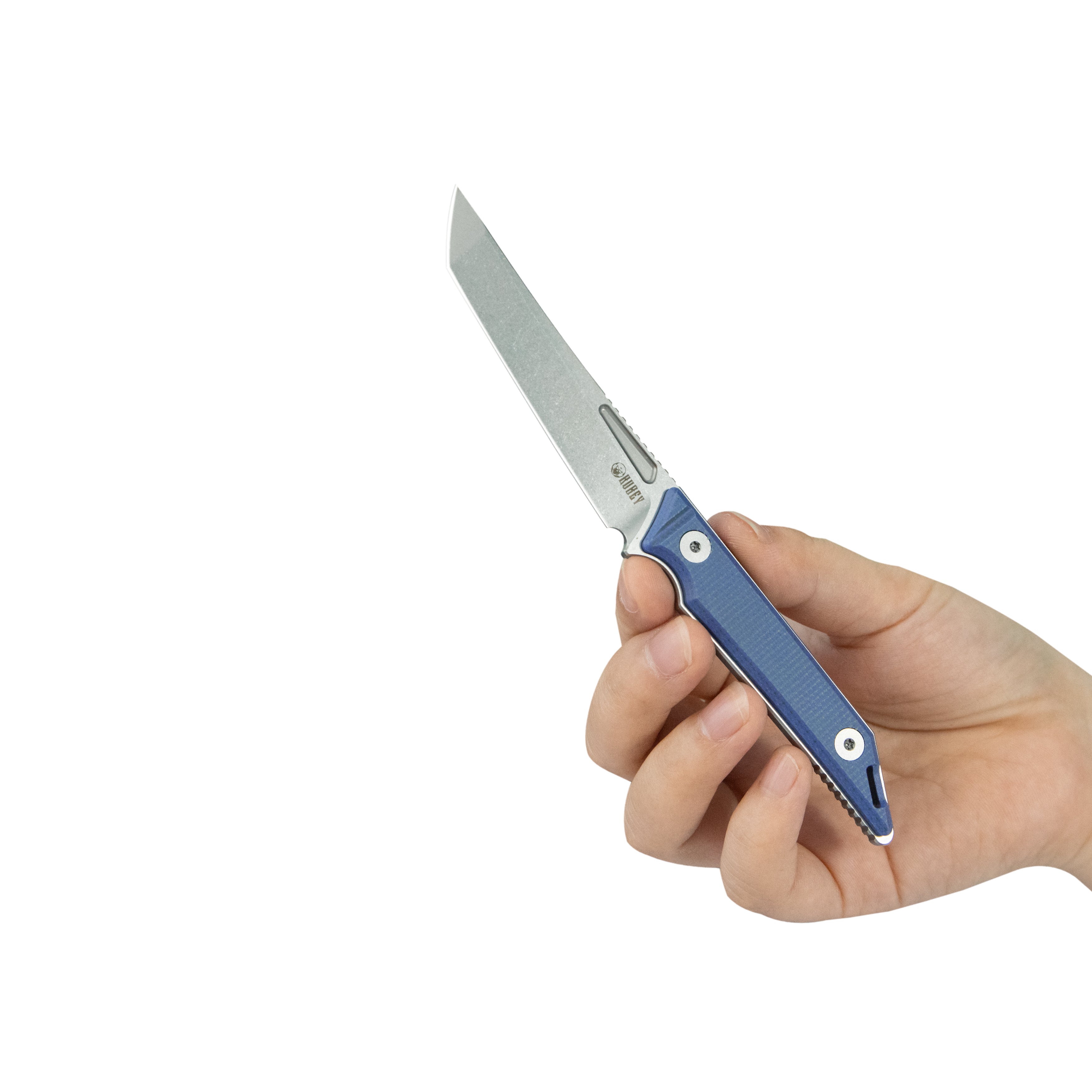 Kubey Goliath Fixed Blade Knife Blue Micarta Handle 2.60" Beadblast 14C28N KU430C