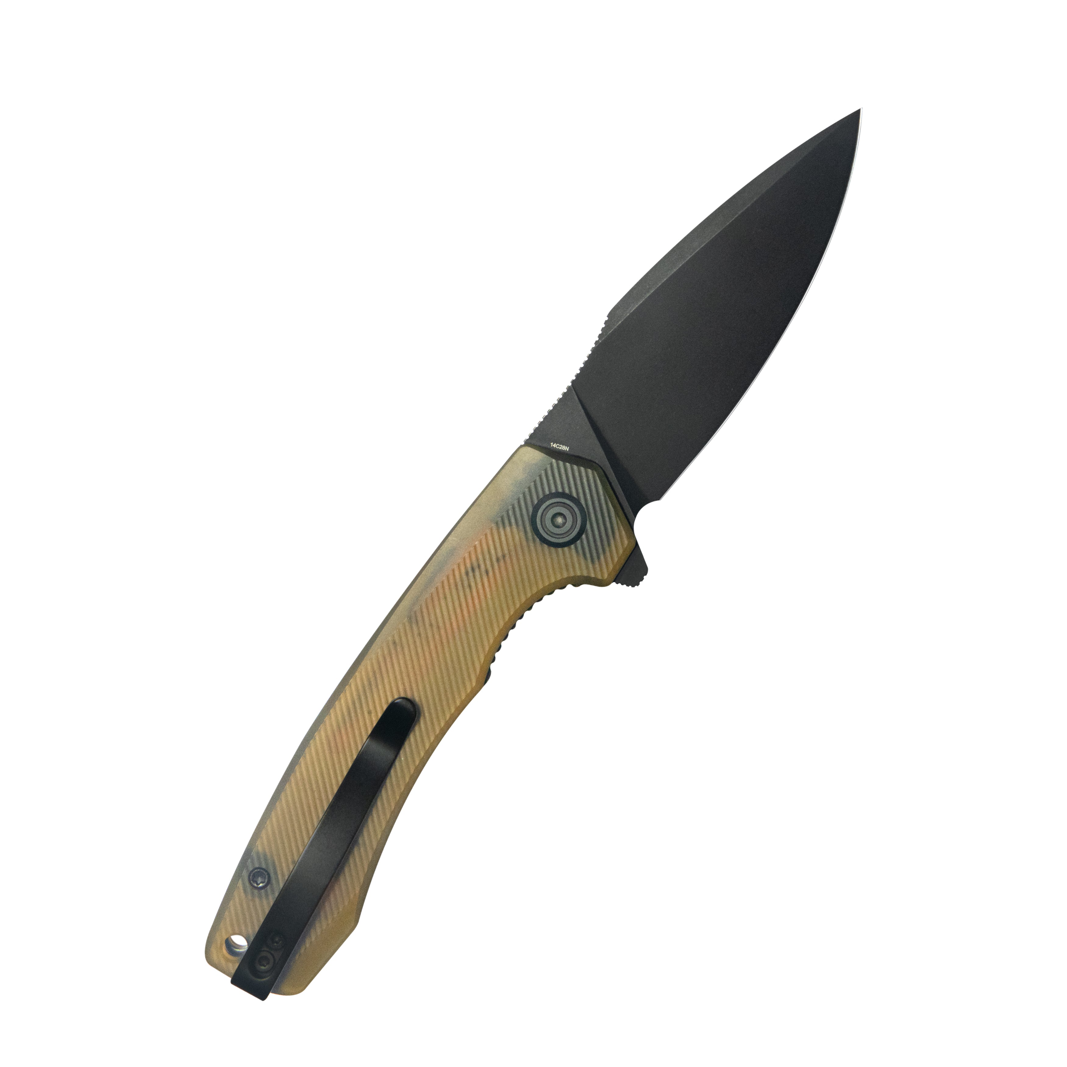 Calyce Liner Lock Flipper Folding Knife Ultem Handle 3.27" Blackwashed 14C28N KU901Z