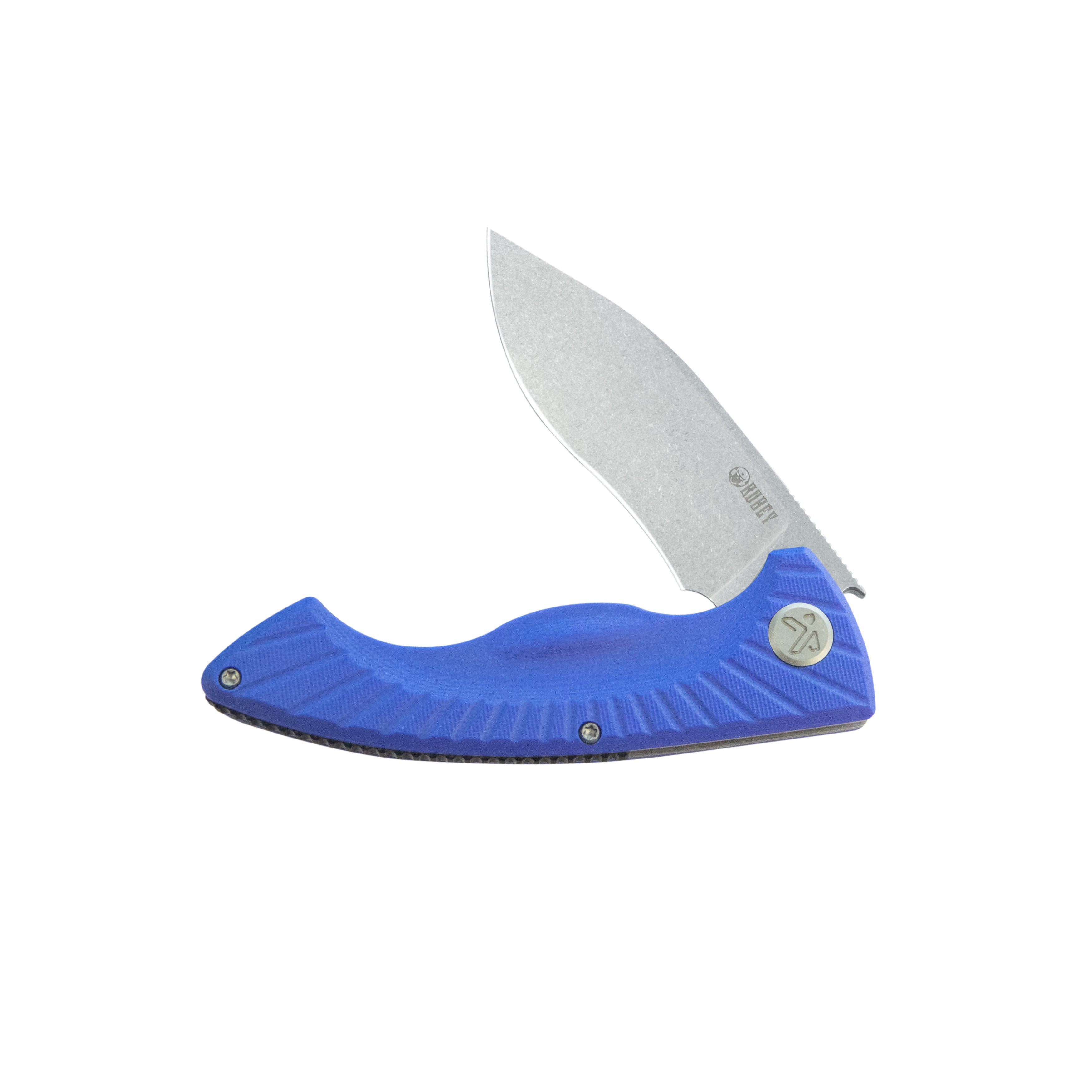 Kubey Timberwolf Flipper Outdoor Folding Knife Blue G-10 Handle 3.46" Stonewash 14C28N Blade KU208G