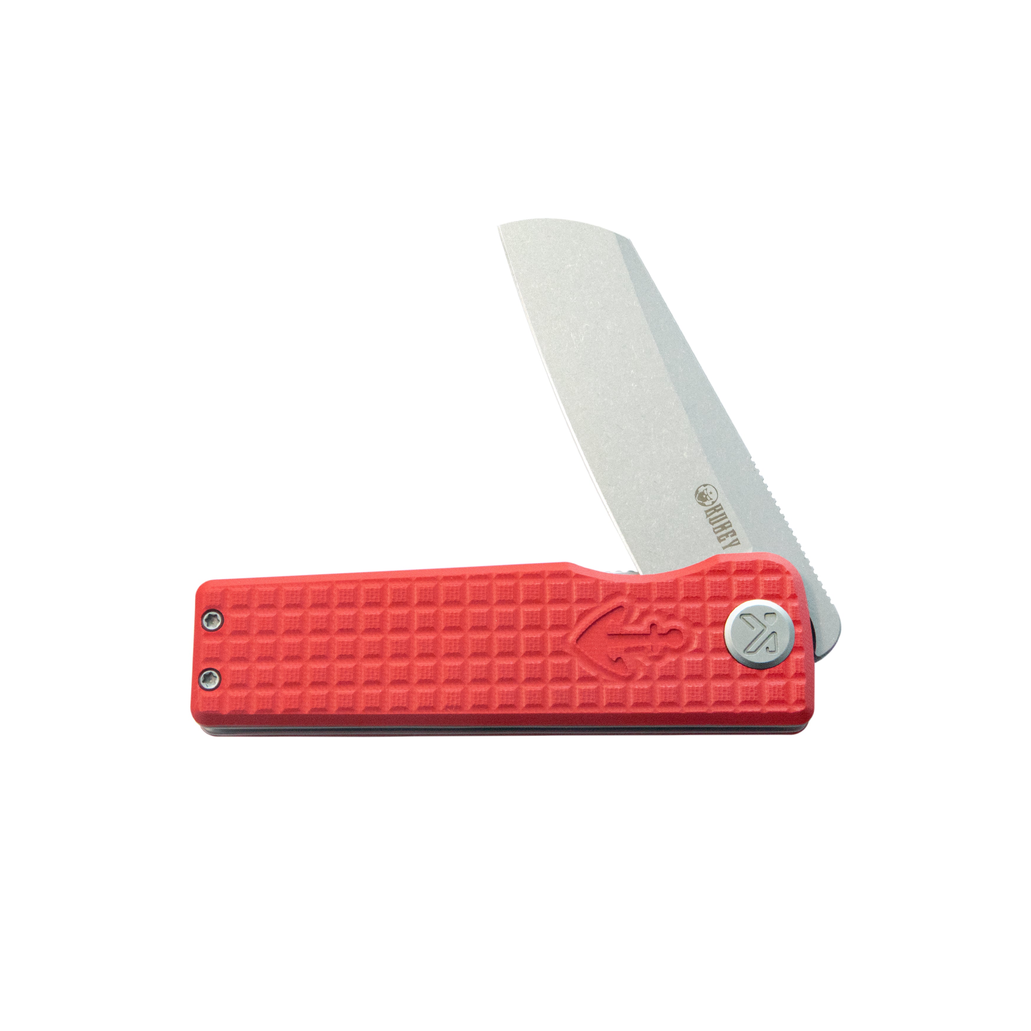 Kubey Sailor Liner Lock Flipper Outdoor Folding Knife Red G10 Handle 3.11" Stonewash 14C28N Blade KU317L