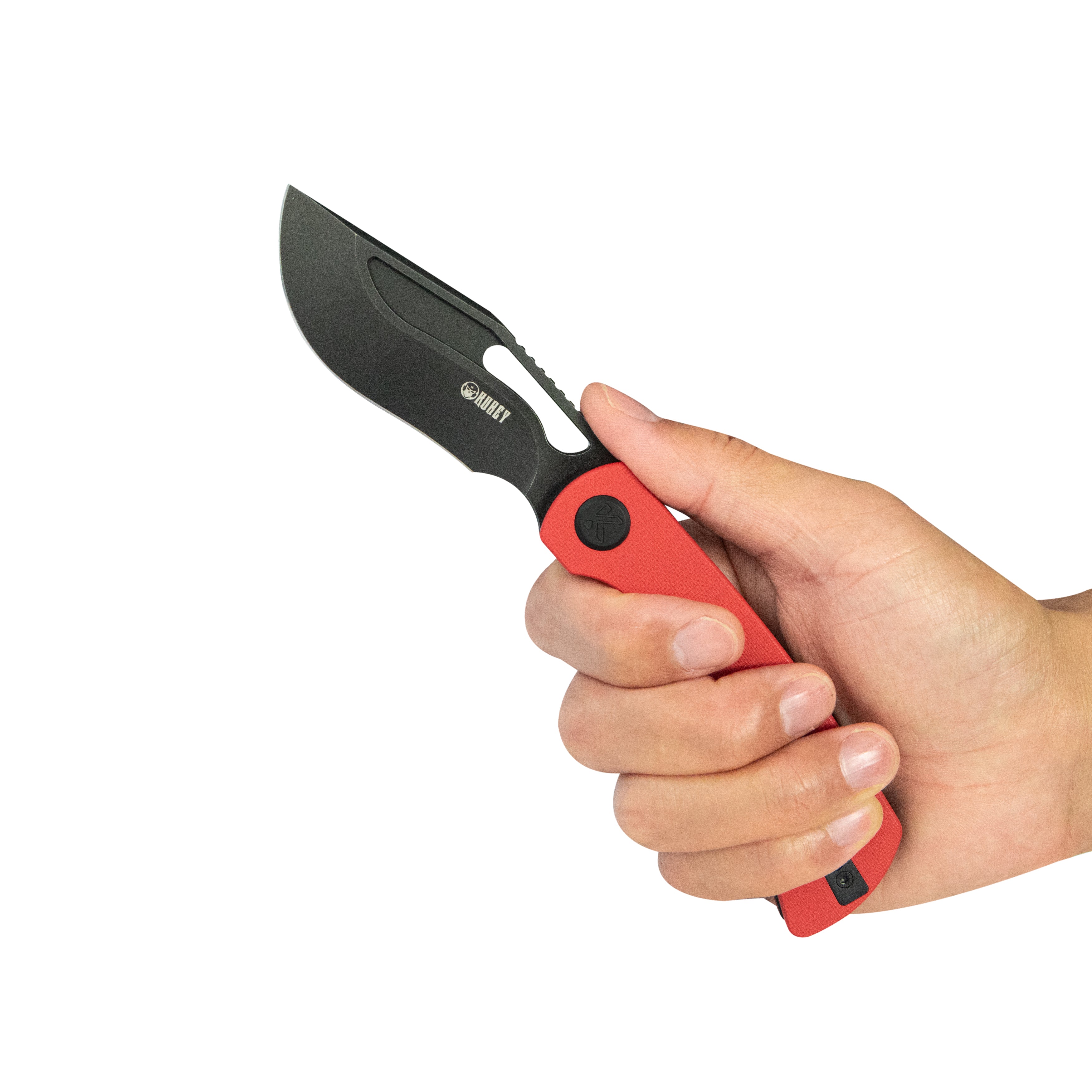 Kubey Gurkha EDC Folding Knife Red G-10 Handle 3.50" Blackwash Sandvik 14C28N Blade Knife KU397E