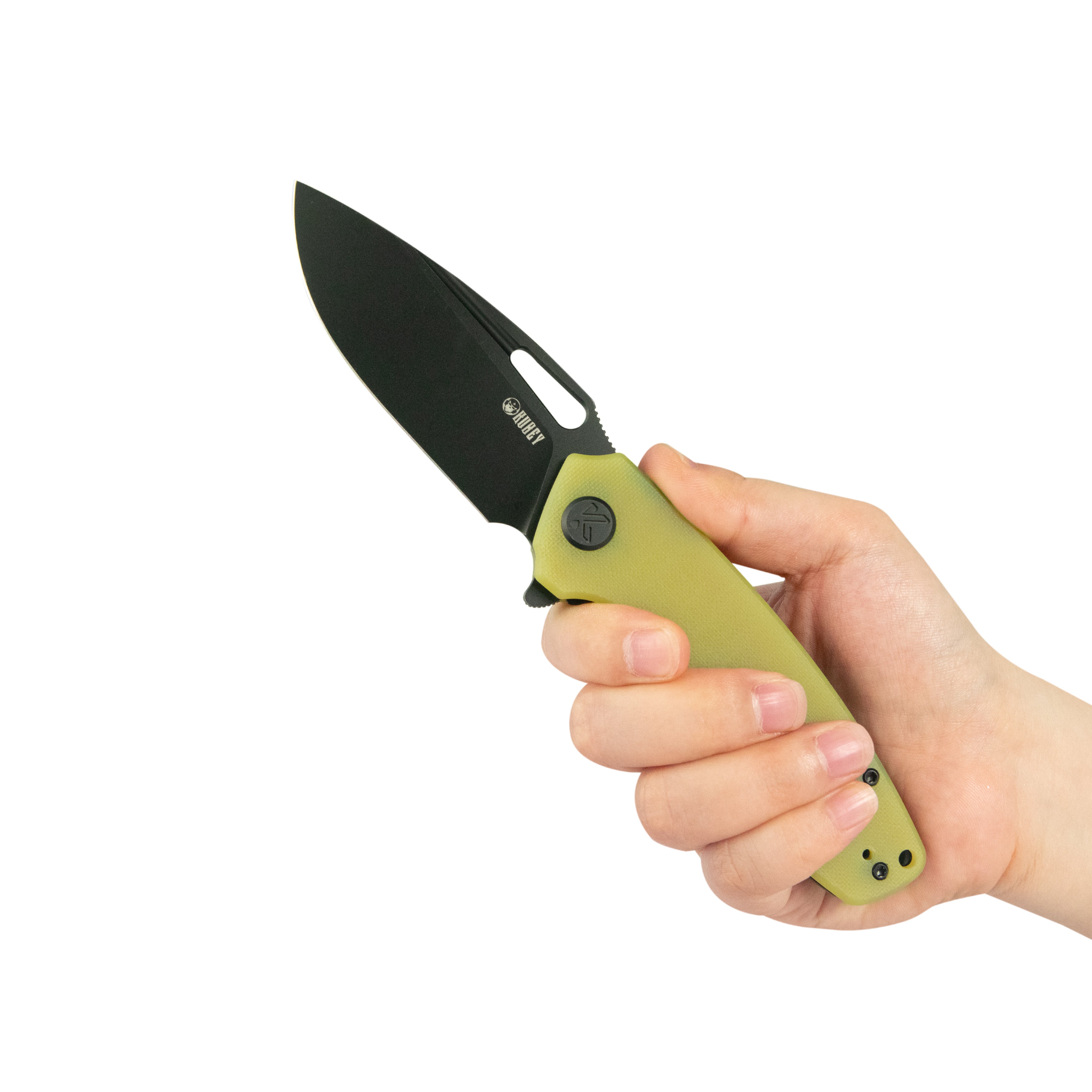 Tityus Liner Lock Flipper Folding Knife Yellow Handle 3.39" Blackwash 14C28N KU322Z