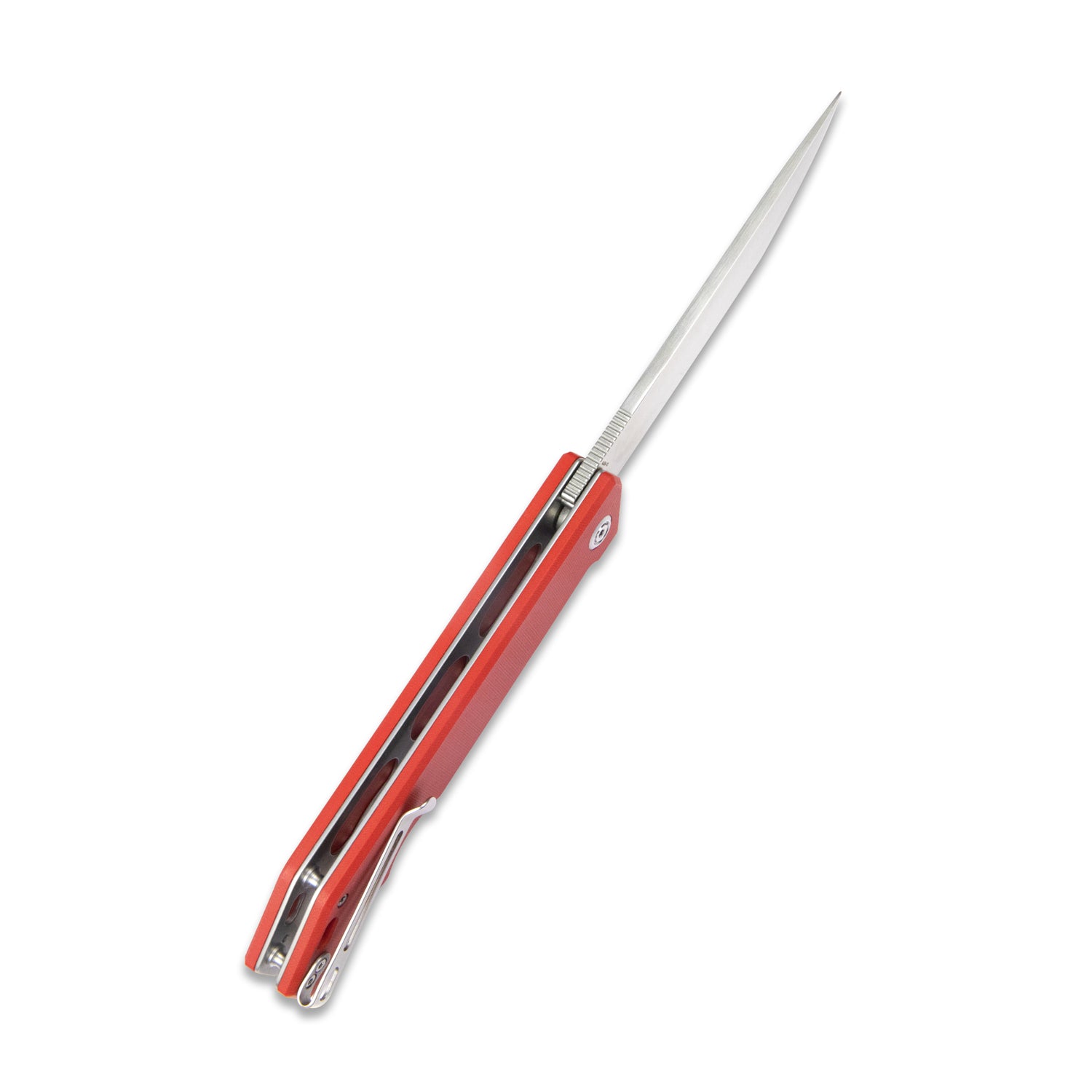 Kubey Pylades Liner Lock Flipper Folding Knife Red G10 Handle 4.65" Satin AUS-10 KU253F