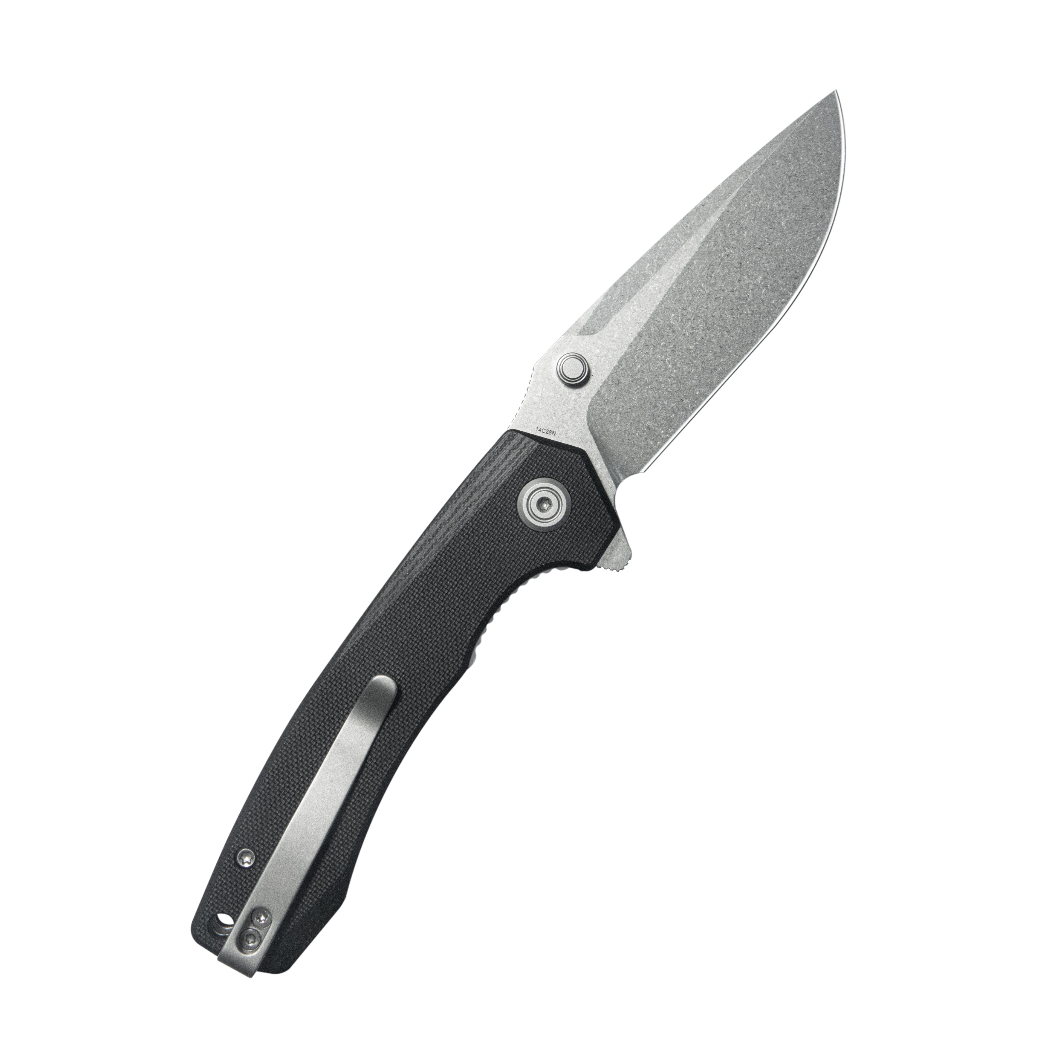 Calyce Liner Lock Flipper Folding Knife Black G10 Handle 3.27" Bead Blasted 14C28N KU901O
