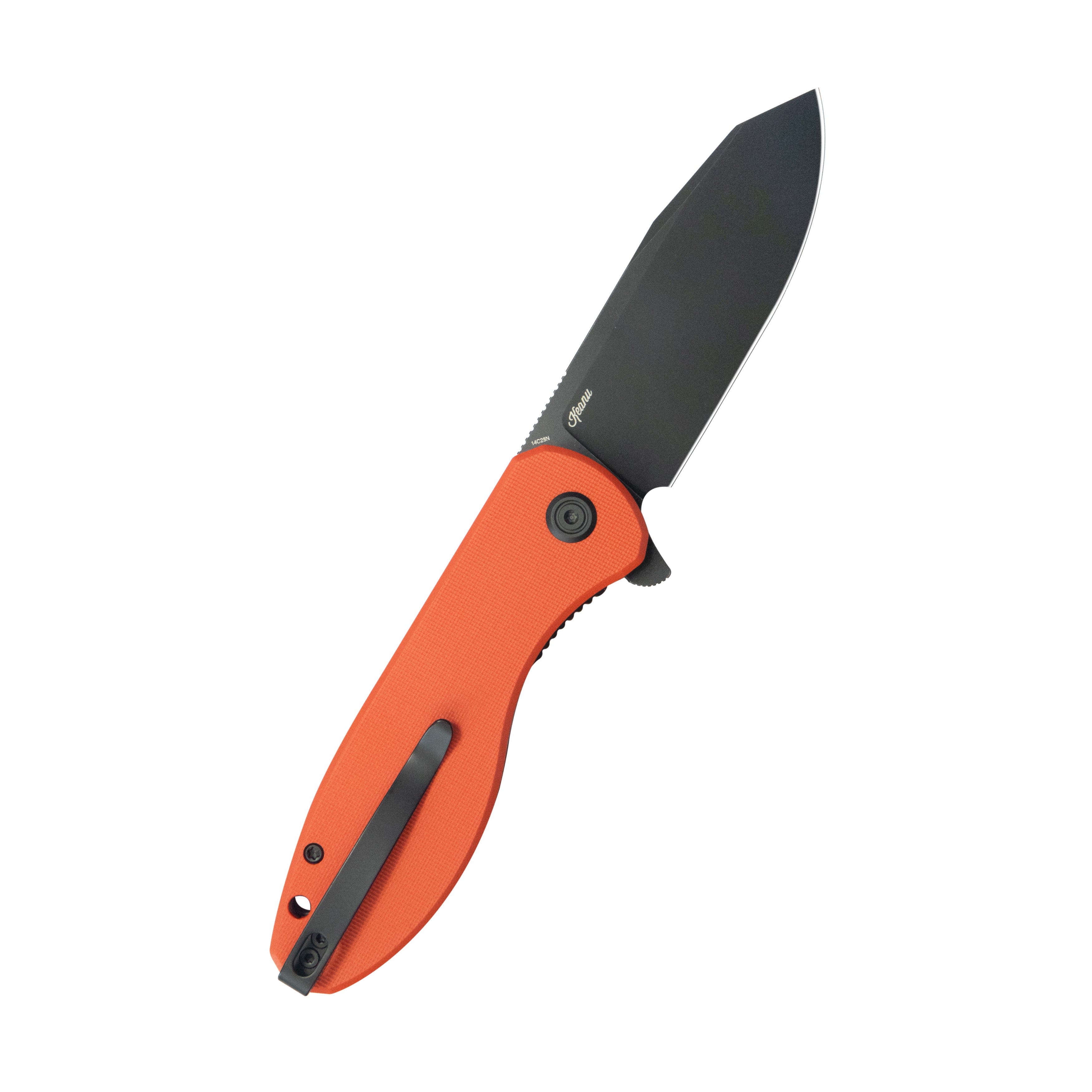 Master Chief Outdoor Folding Pocket Knife Orange G10 Handle 3.43" Blackwash 14C28N KU358O