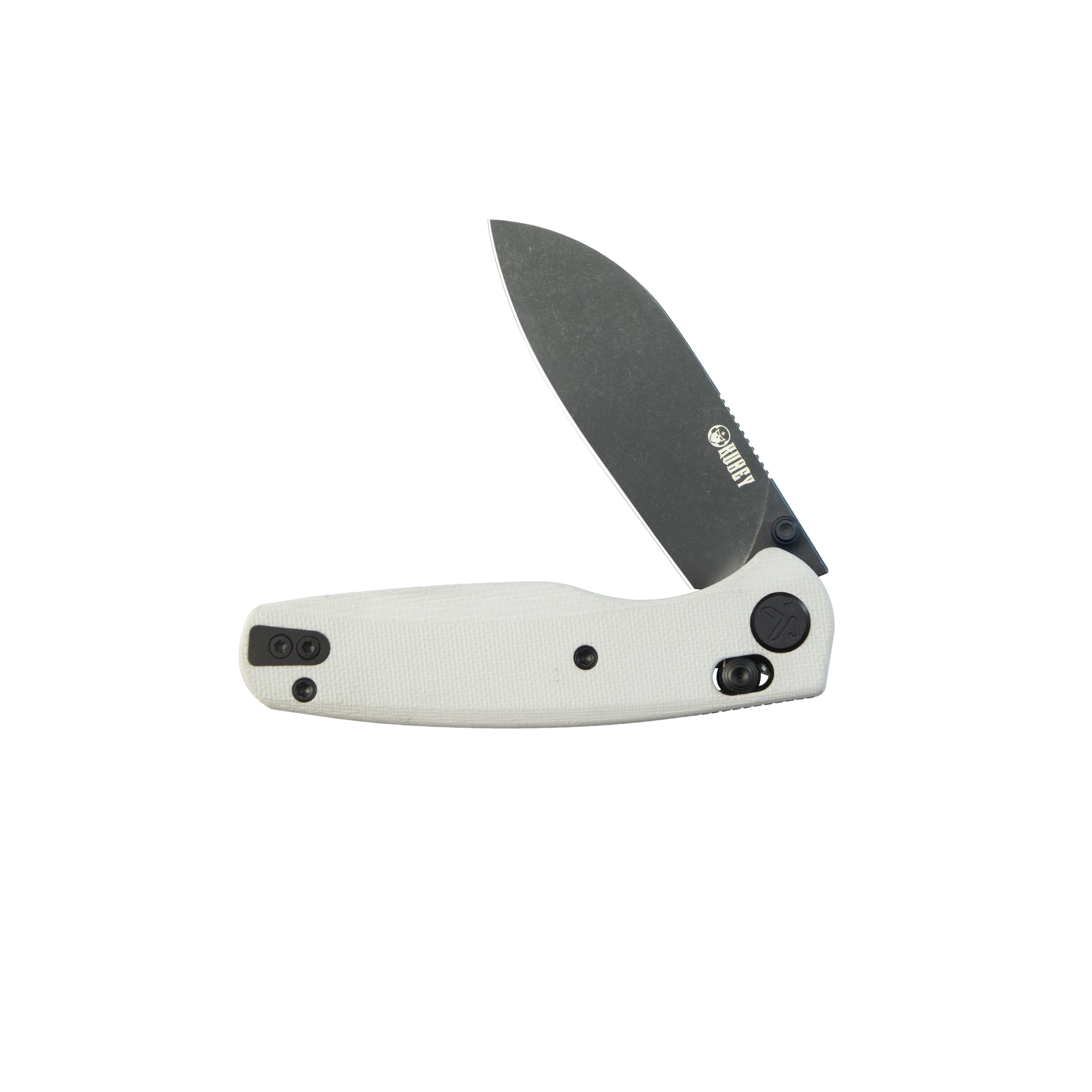 Kubey Breeze Every Carry Pocket Knife Crossbar Lock White G10 Handle 3.03" Blackwash 14C28N Blade KU288H