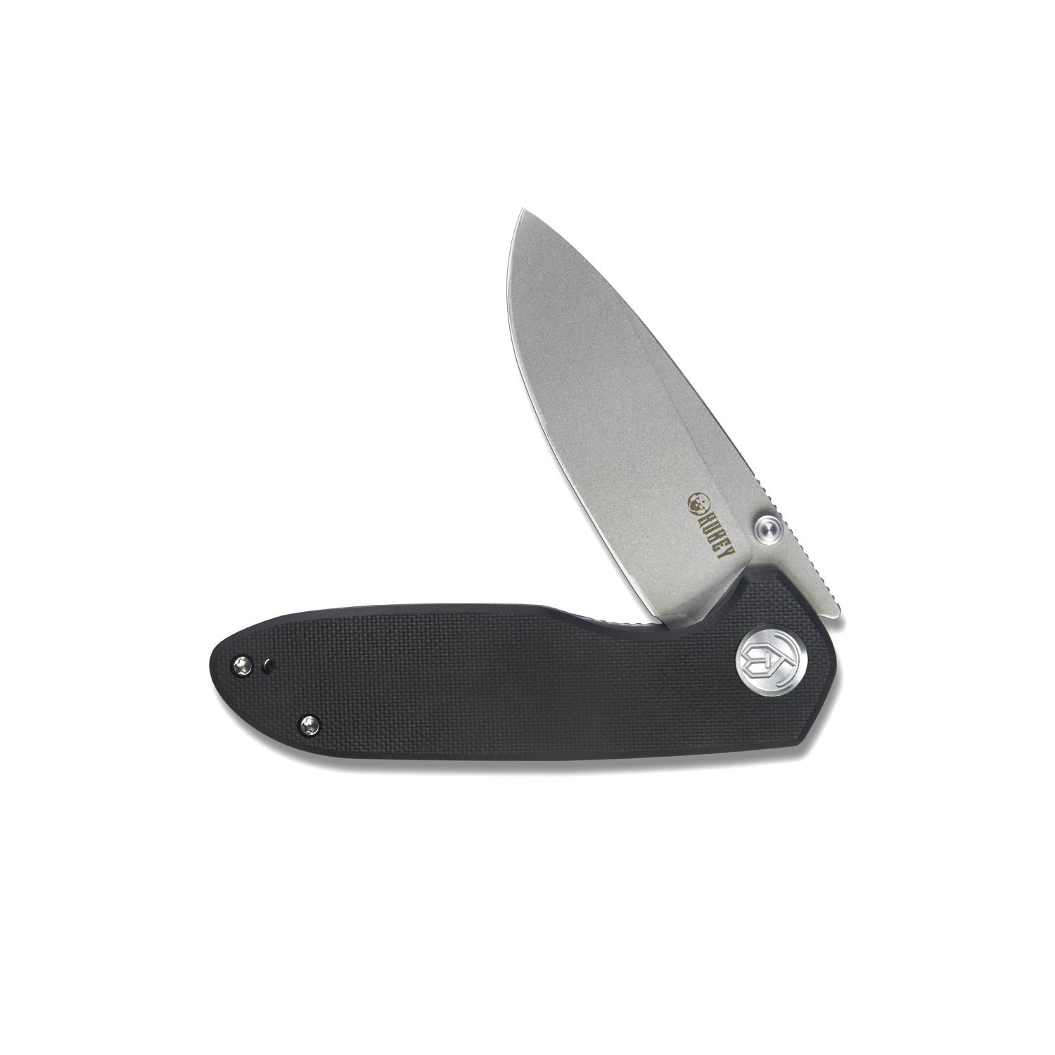 Kubey Belus Thumb Stud Everyday Carry Pocket Knife Black G10 Handle 2.95" Bead Blasted AUS-10 Blade KU342A