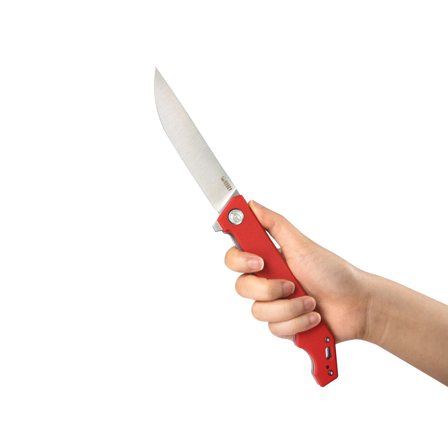 Kubey Pylades Liner Lock Flipper Folding Knife Red G10 Handle 4.65" Satin AUS-10 KU253F