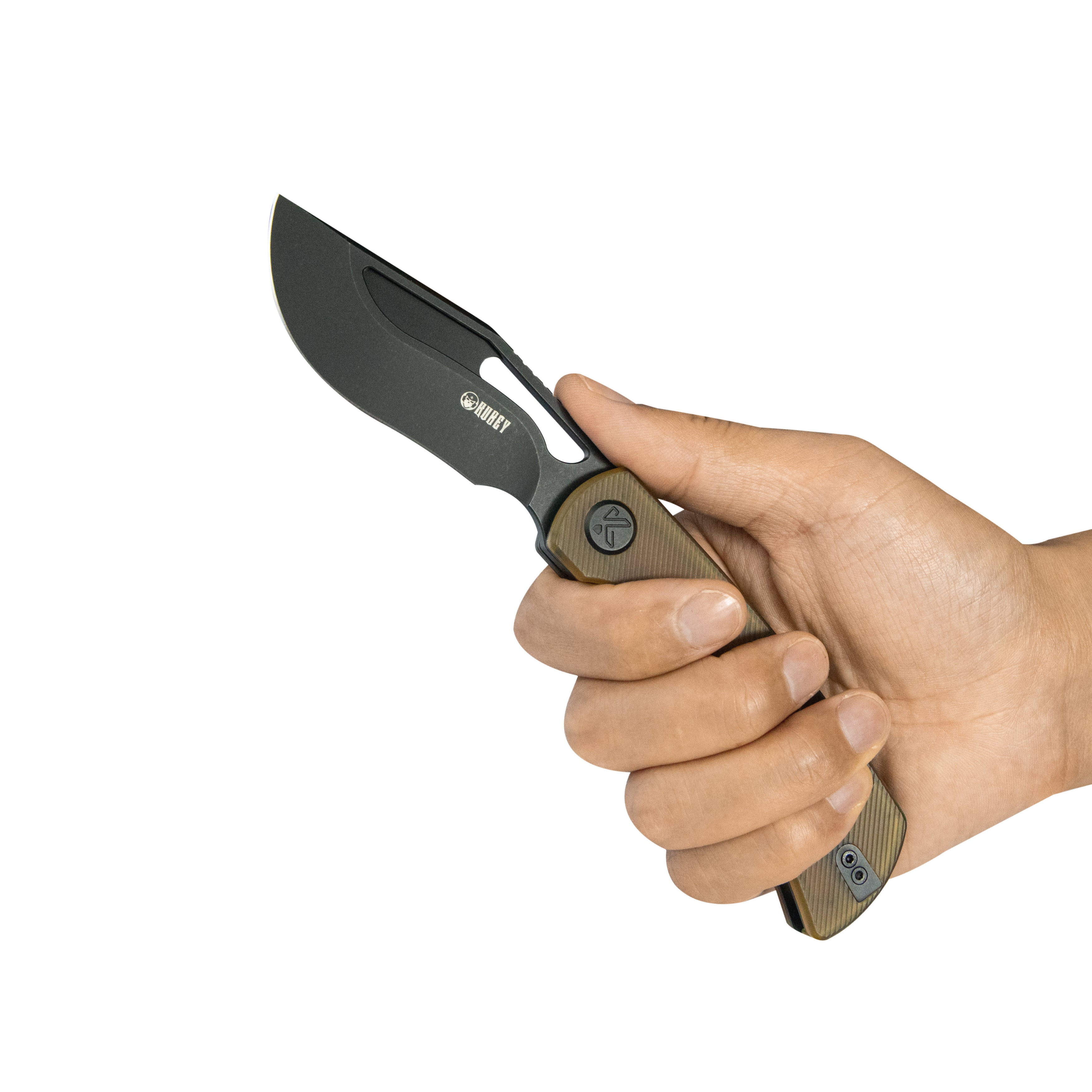 Kubey Gurkha EDC Folding Knife Ultem Handle 3.50" Blackwash Sandvik 14C28N Blade Knife KU397D