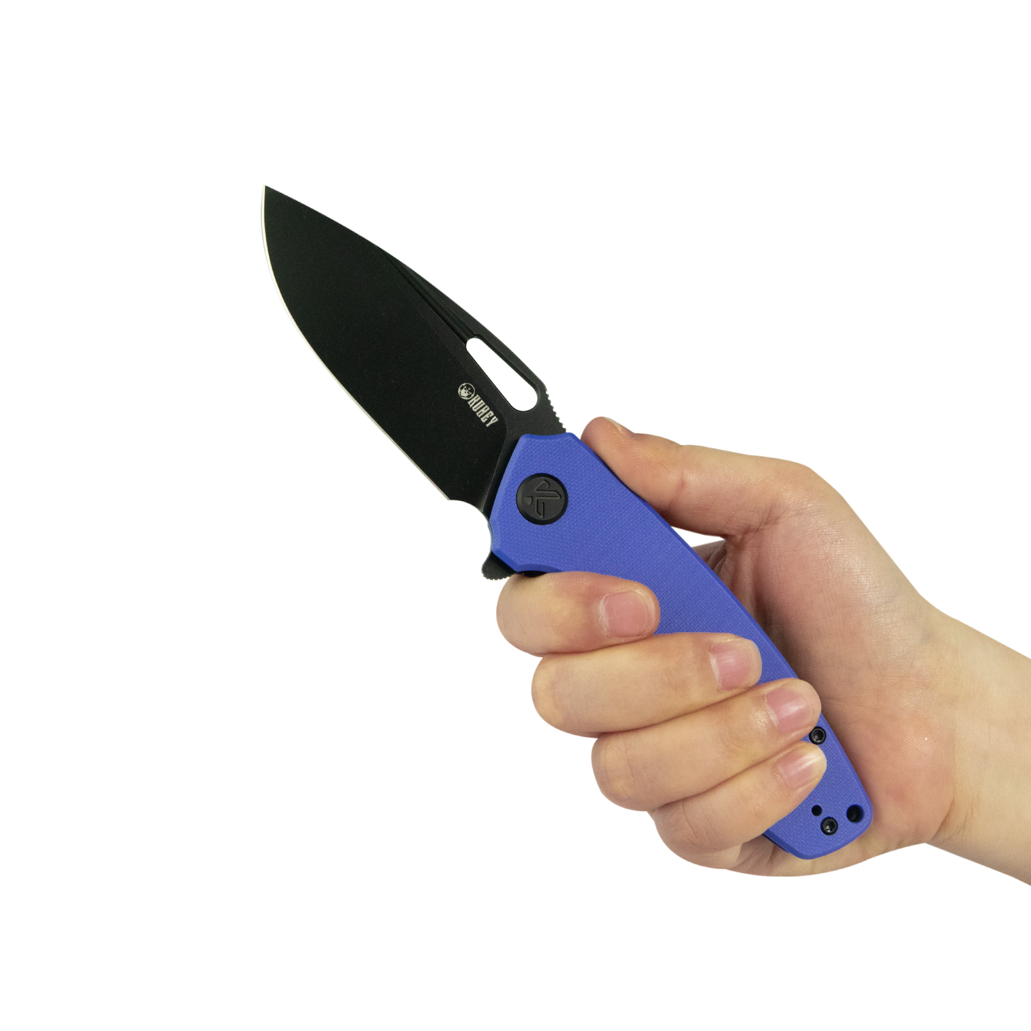 Tityus Liner Lock Flipper Folding Knife Blue Handle 3.39" Blackwash 14C28N KU322V