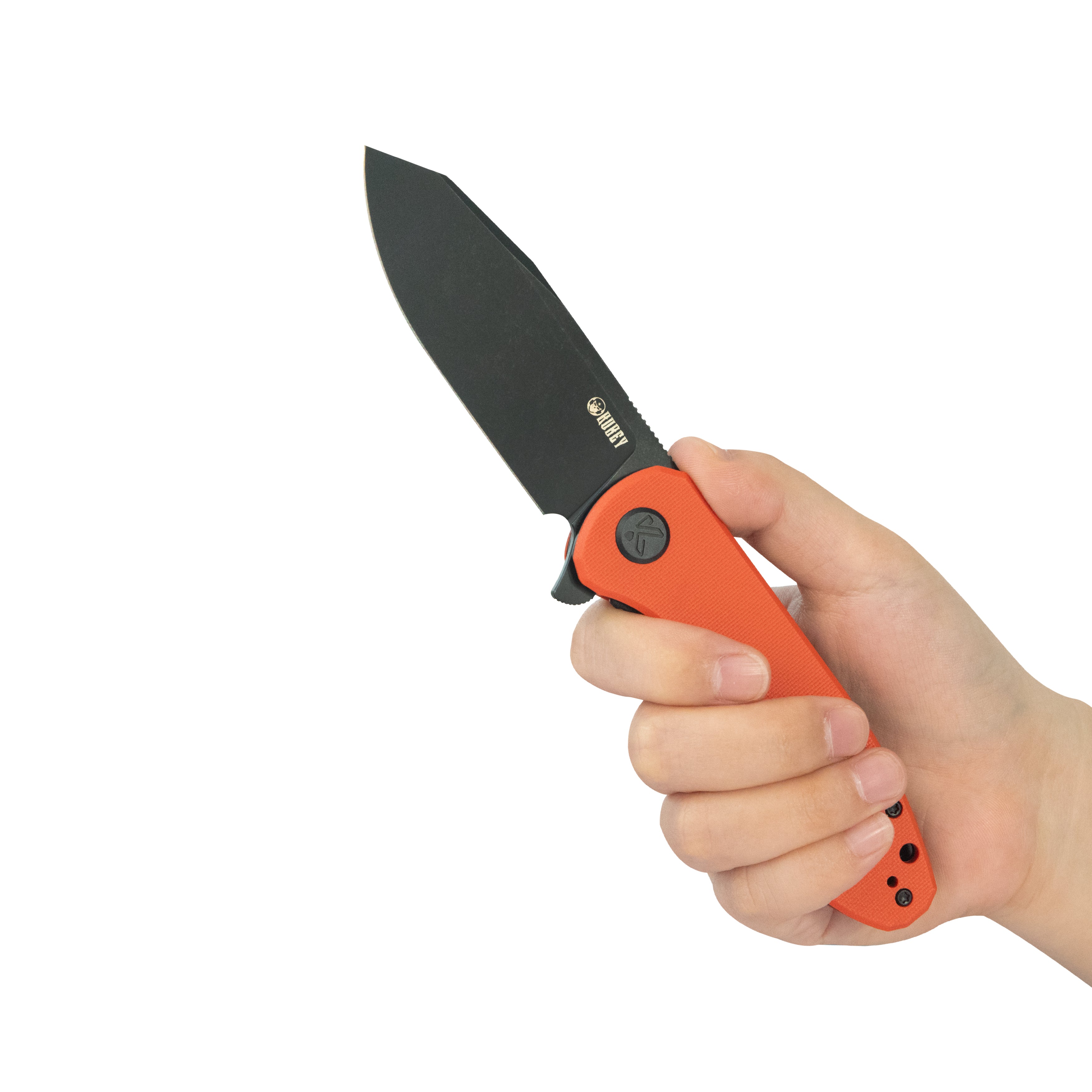 Master Chief Outdoor Folding Pocket Knife Orange G10 Handle 3.43" Blackwash 14C28N KU358O