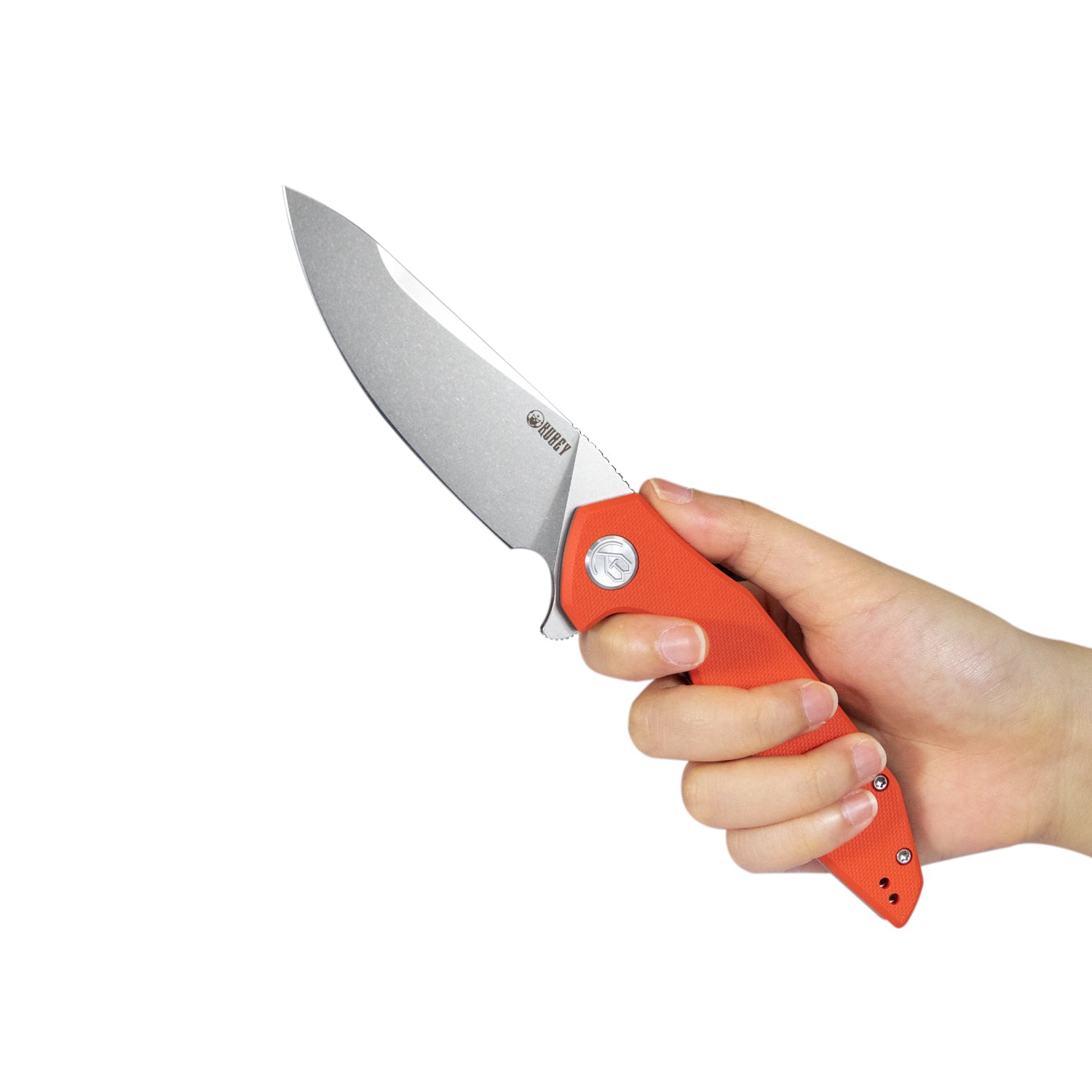 Nova Liner Lock Flipper Folding Pocket Knife Orange G10 Handle Beadblasted D2 KU117H