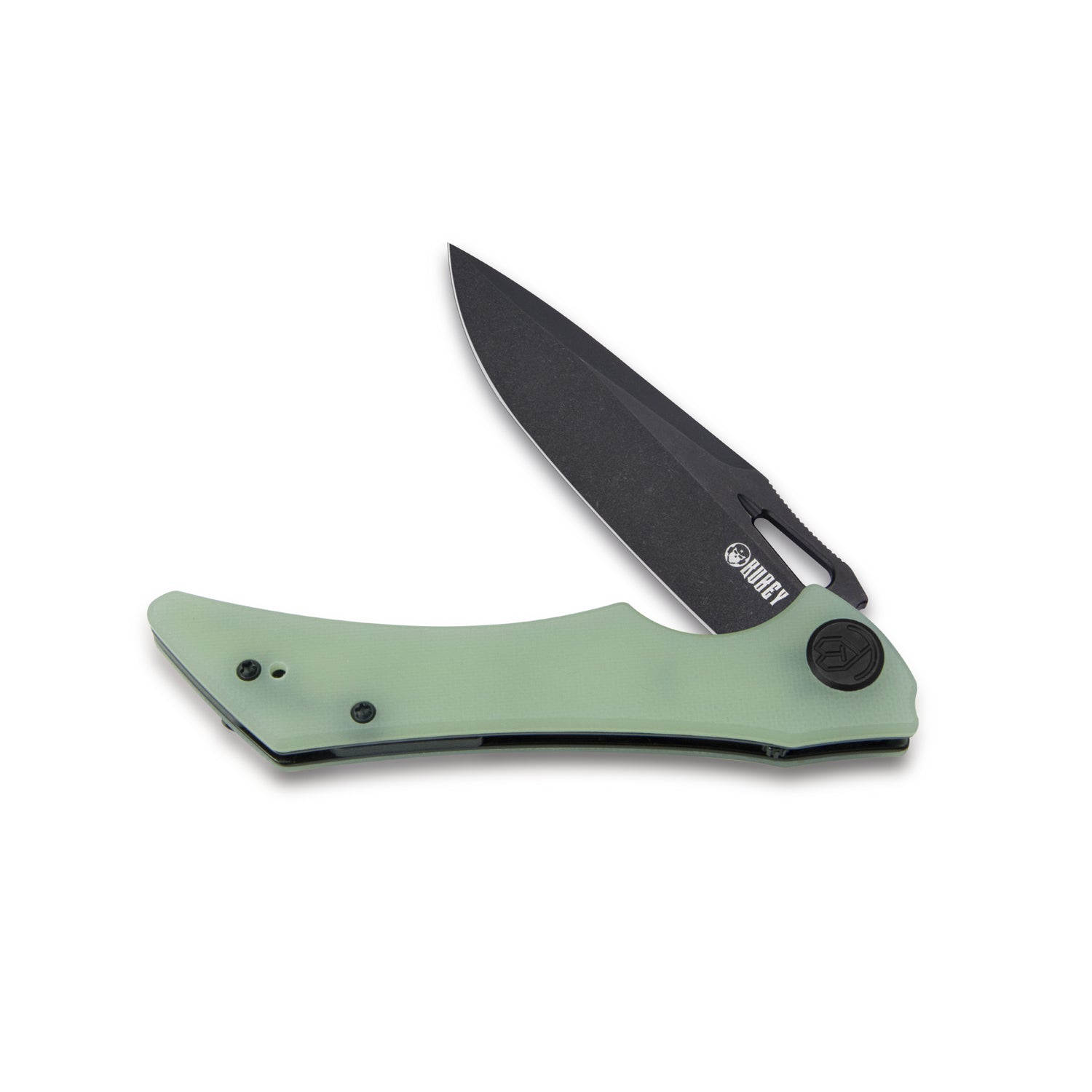 Raven Liner Lock Flipper Knife Jade G10 Handle 3.5" Dark Stonewashed AUS-10 KB245G