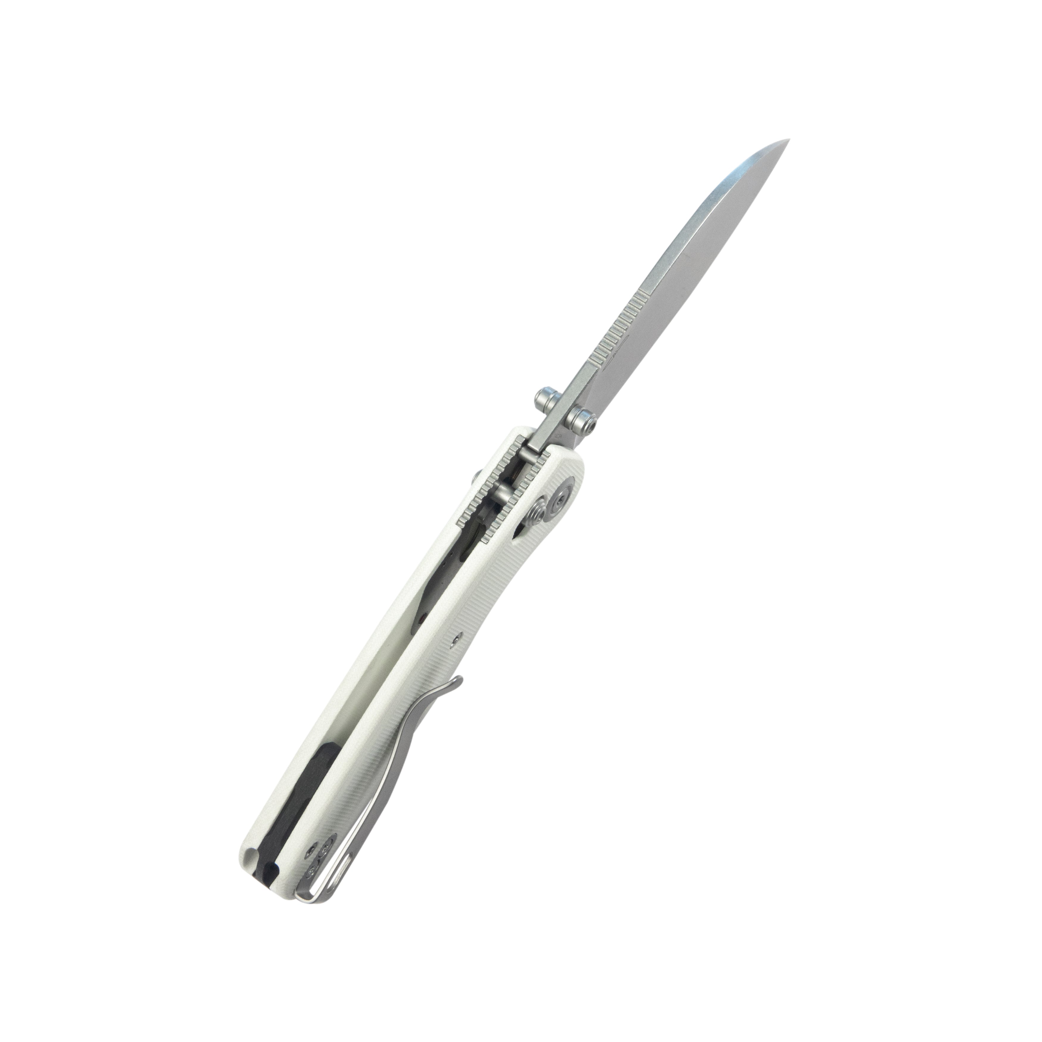 Kubey Breeze Every Carry Pocket Knife Crossbar Lock White G10 Handle 3.03" Stonewash 14C28N Blade KU288E