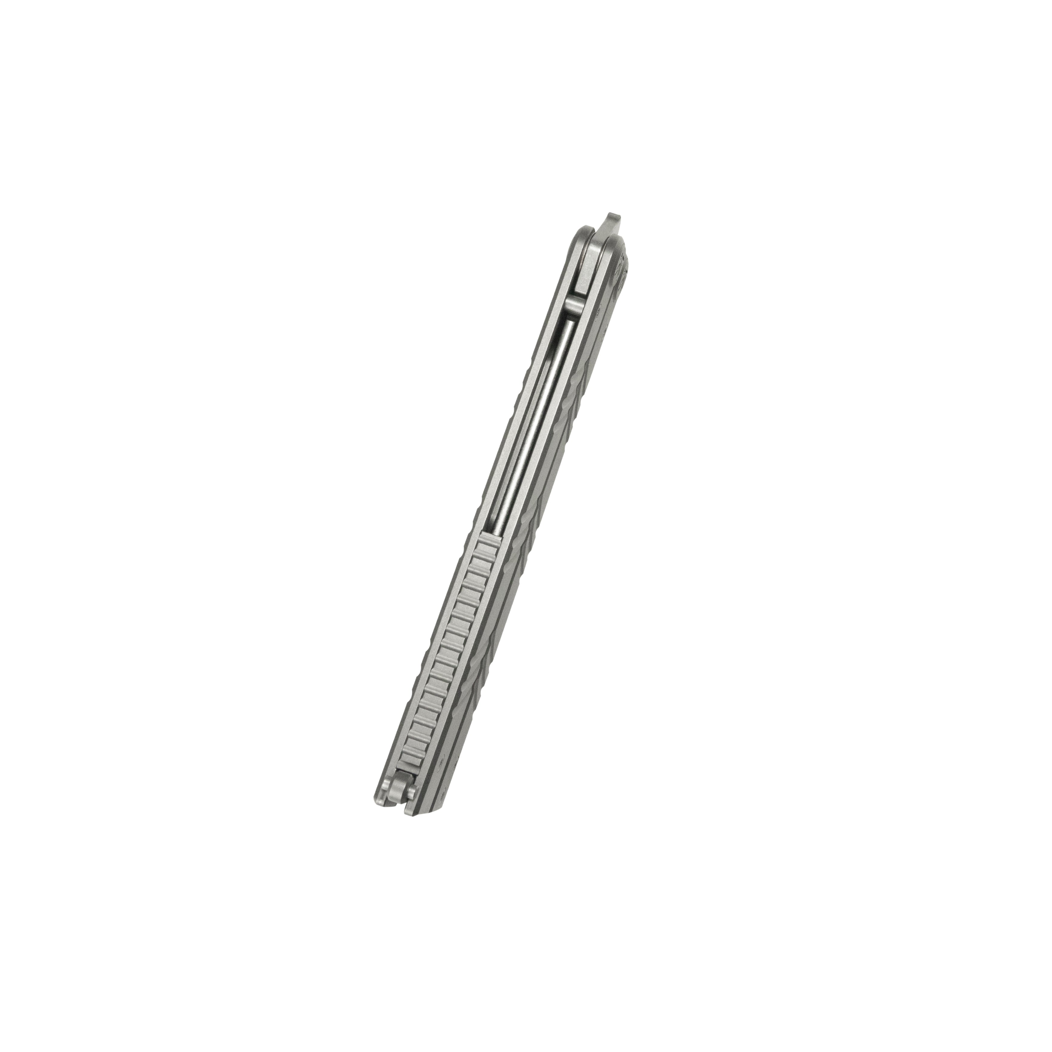 Kubey Ballistic EDC Basilong Sandblast Titanium Handle 4.09" Beadblast Sandvik 14C28N Blade Knife KU297A