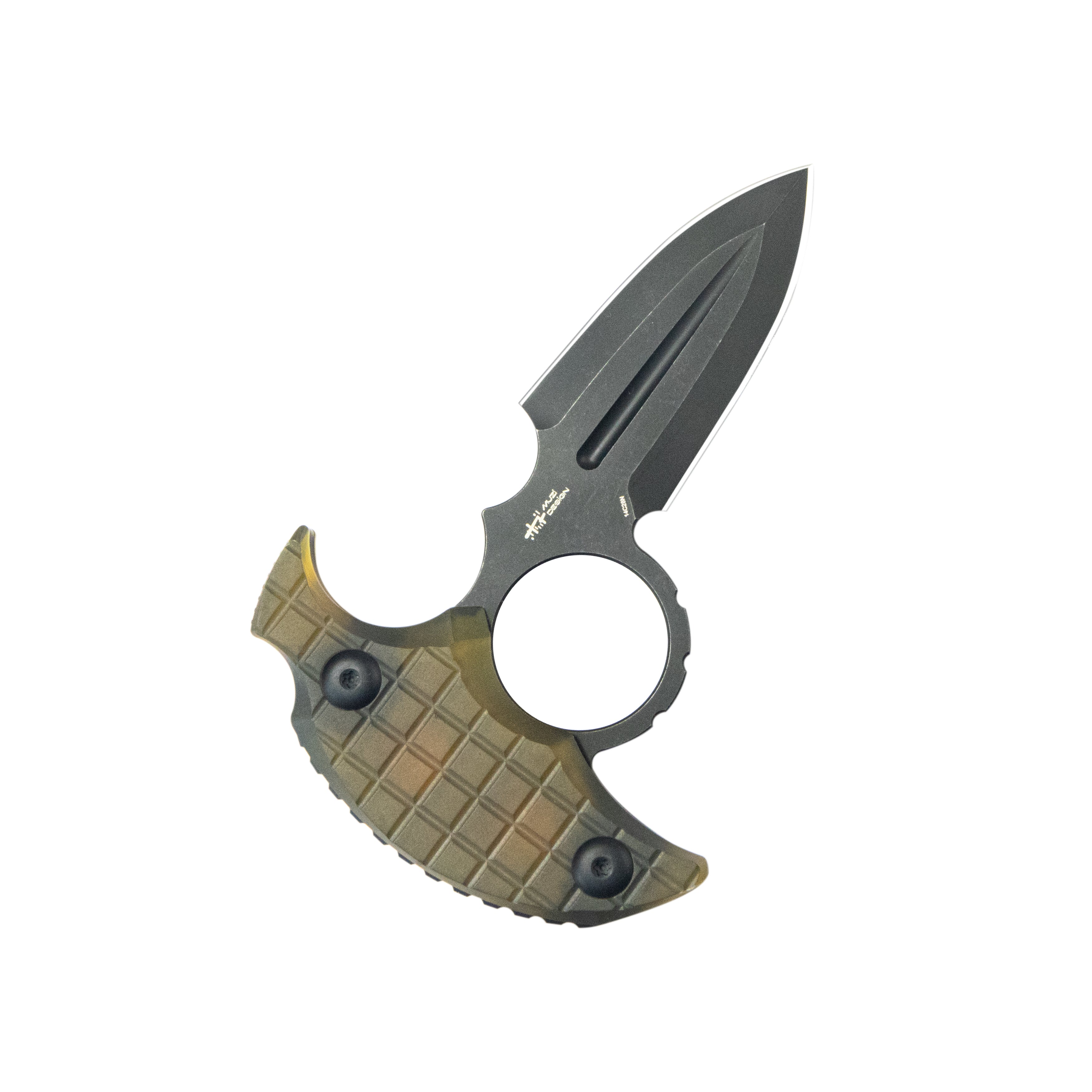 Kubey Cavy Fixed Blade Knife Ultem Handle 2.95'' Blackwash 14C28N Blade KU403E