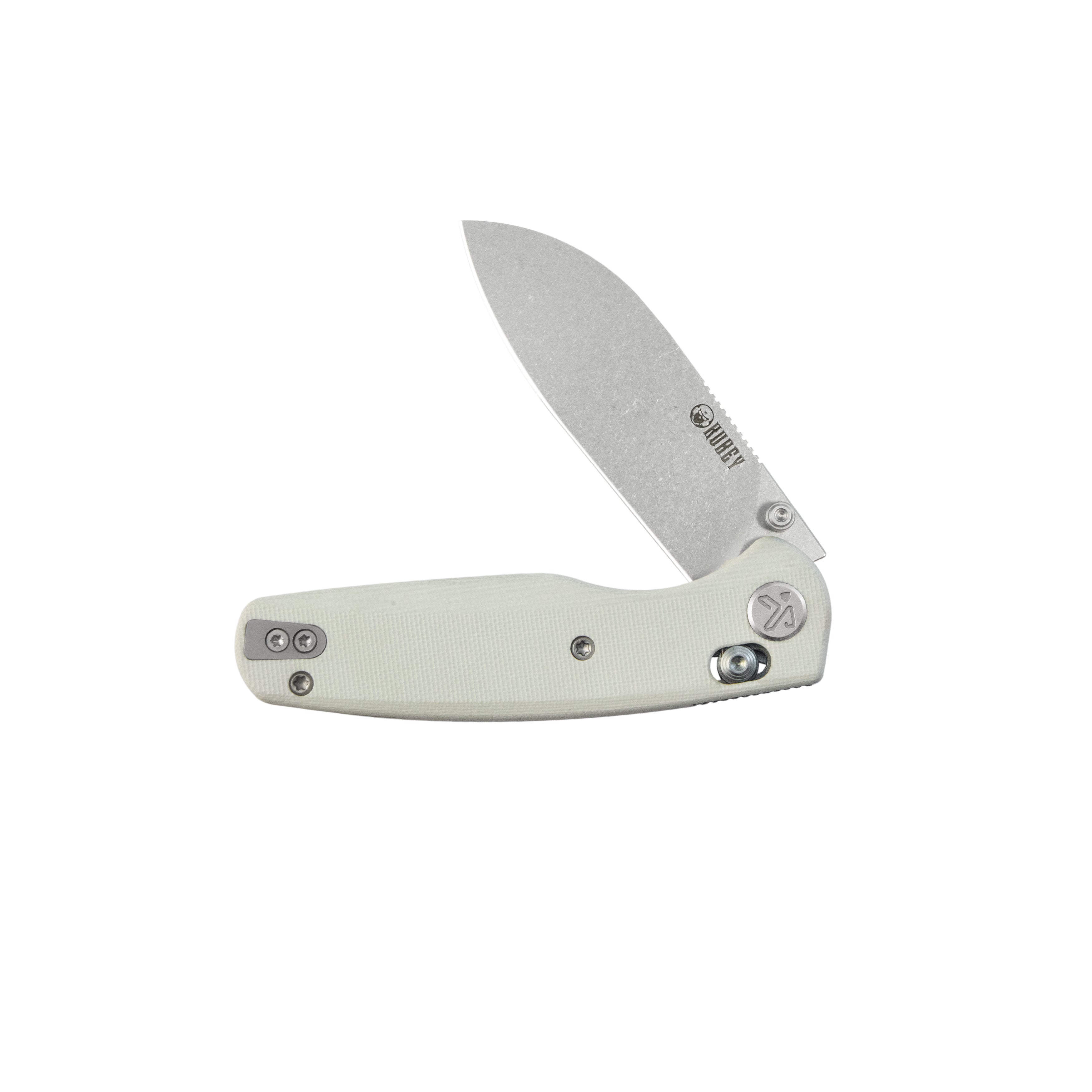 Kubey Breeze Every Carry Pocket Knife Crossbar Lock White G10 Handle 3.03" Stonewash 14C28N Blade KU288E