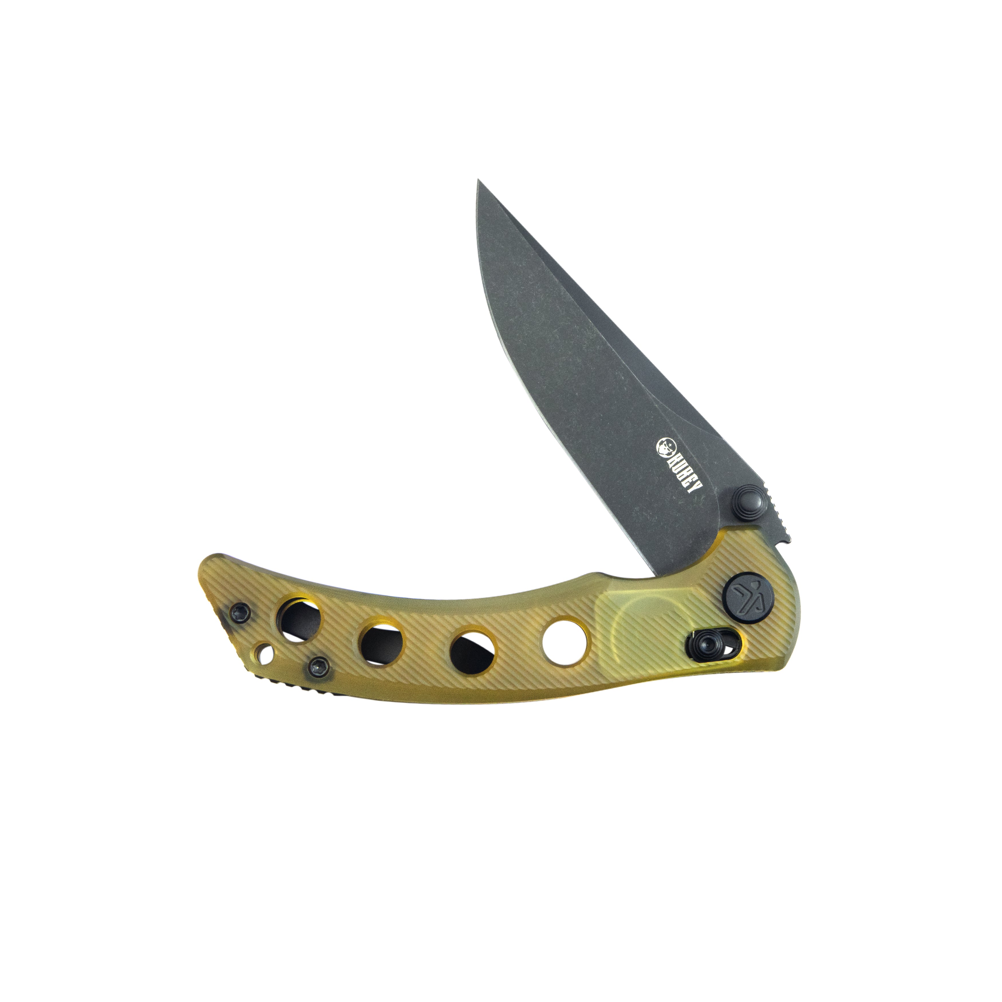 Kubey Hound Crossbar Lock Folding Pocket Knife Ultem Handle 3.43" Blackwash 14C28N Blade KU172H