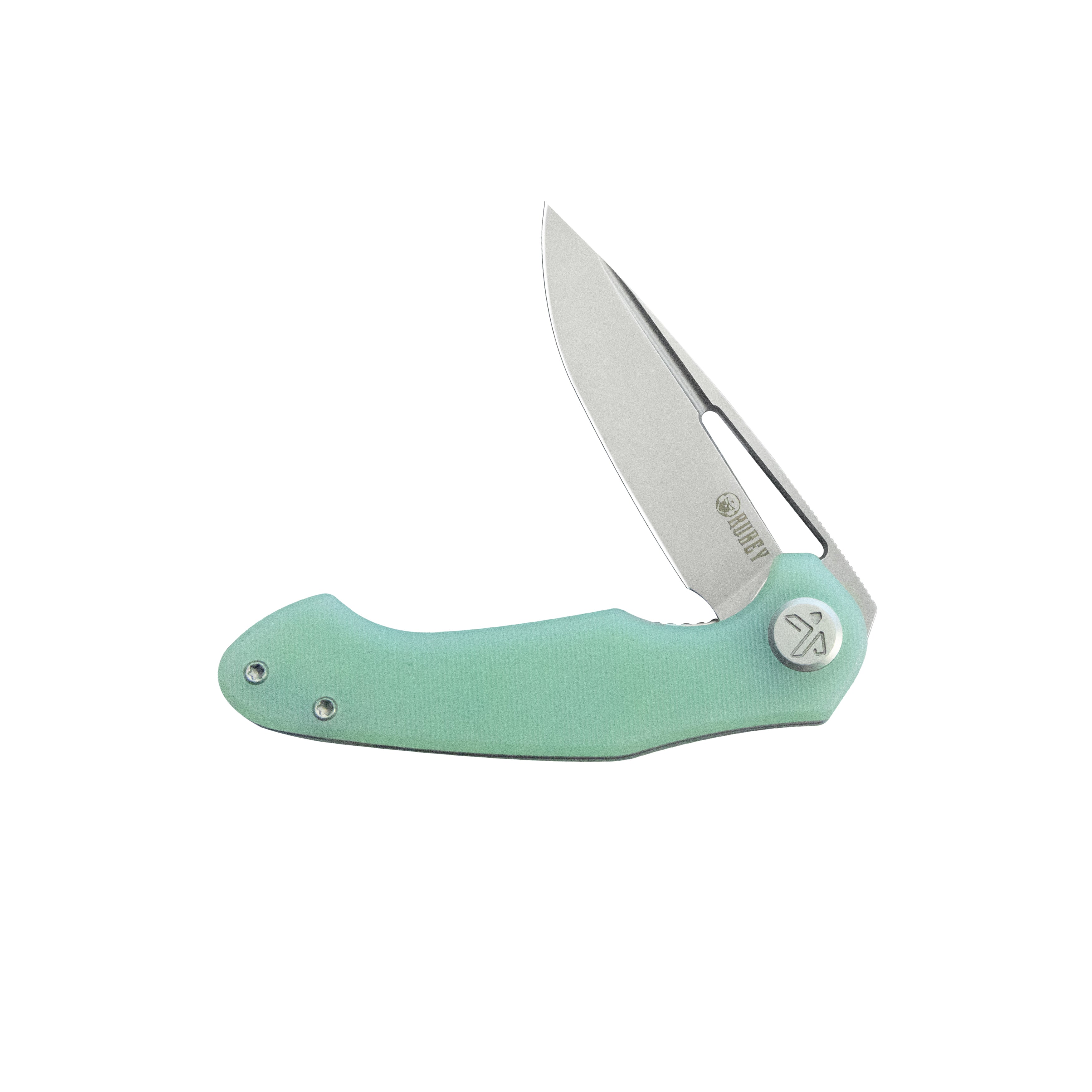Kubey Dugu Liner Lock Folding Knife Jade G10 Handle 2.91'' Beadblast 14C28N Blade KU210I