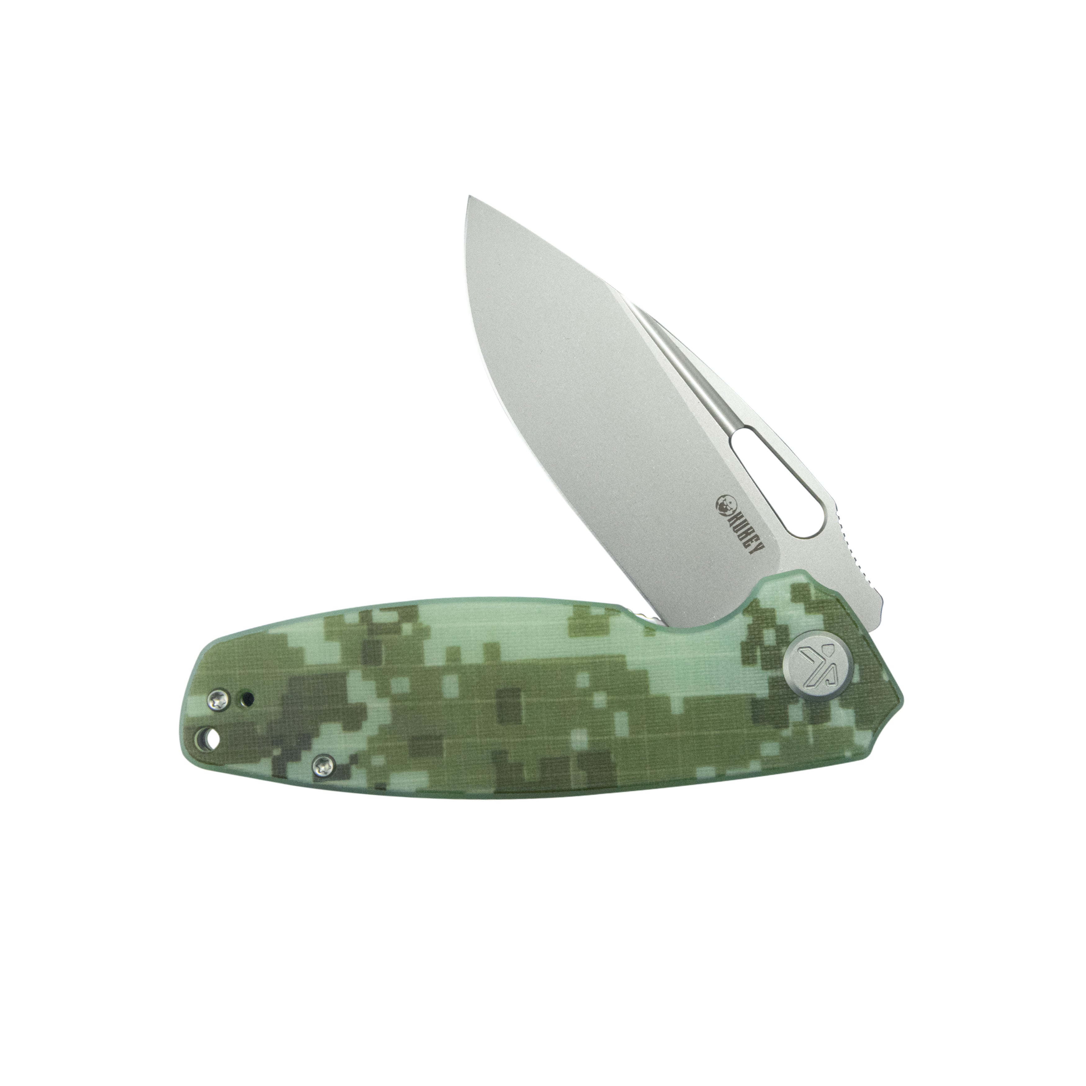 Kubey Tityus Liner Lock Flipper Folding Knife Como G10 Handle 3.39" Beadblast 14C28N KU322Q