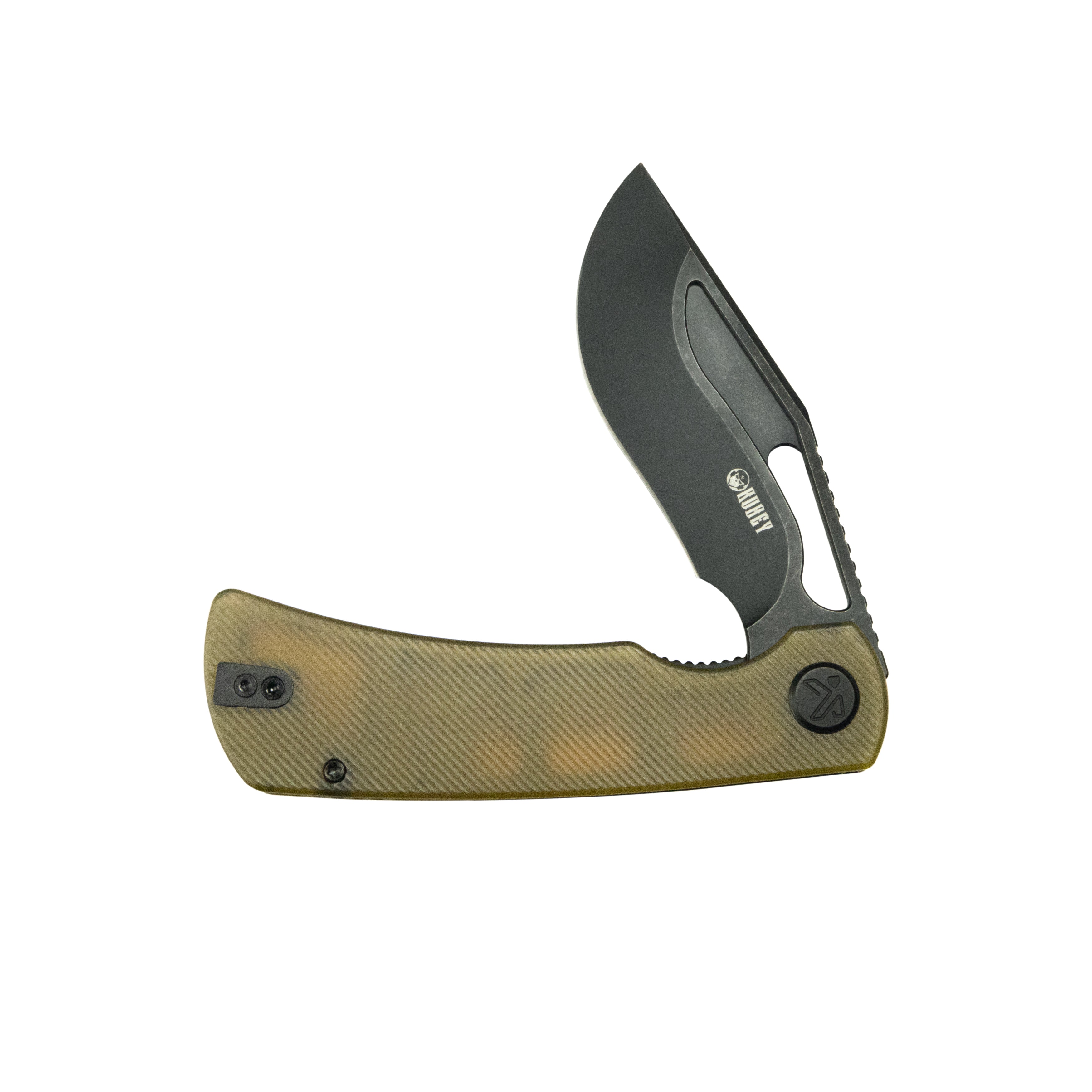 Kubey Gurkha EDC Folding Knife Ultem Handle 3.50" Blackwash Sandvik 14C28N Blade Knife KU397D