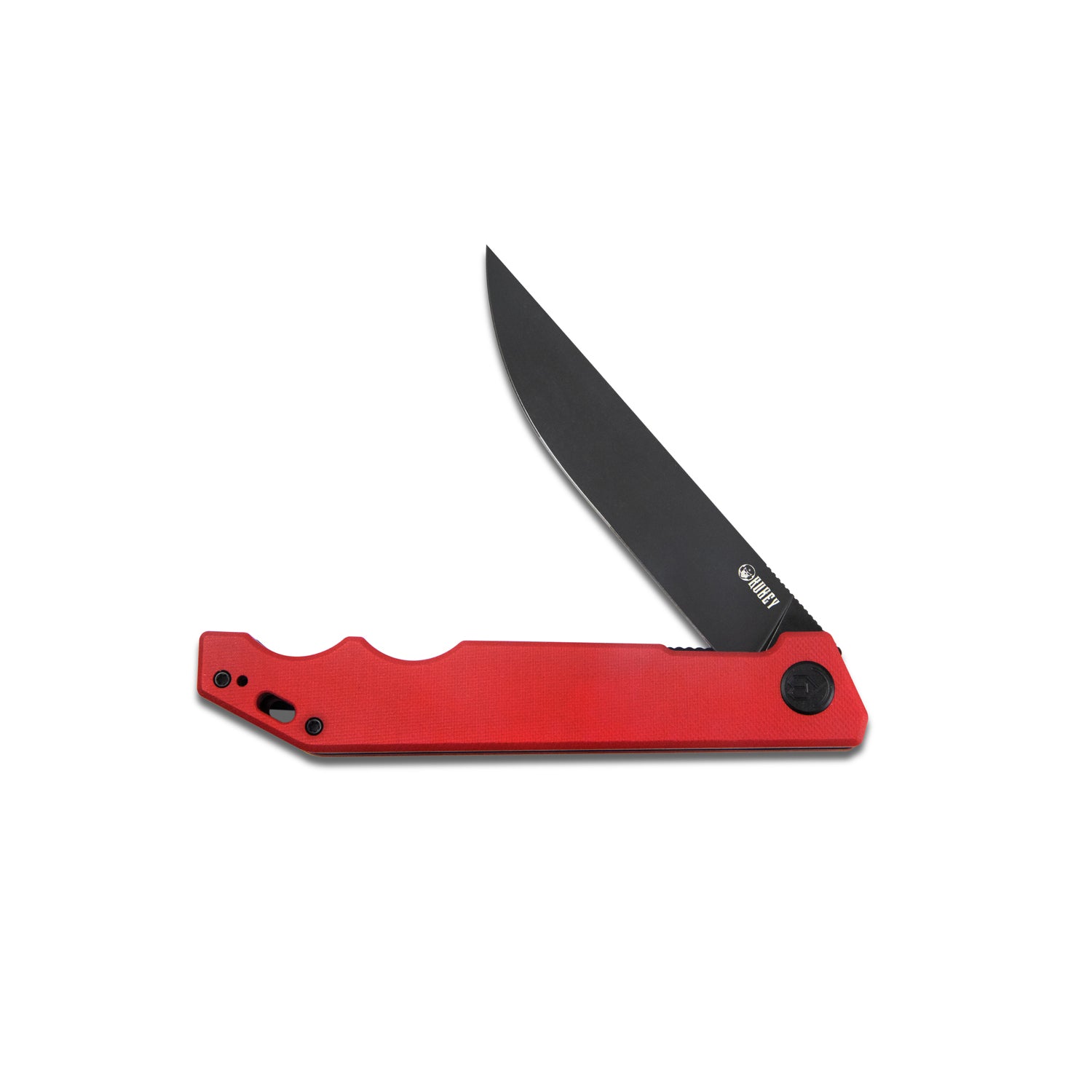 Kubey Pylades Liner Lock Flipper Folding Knife Red G10 Handle 4.65" Blackwashed AUS-10 KU253B