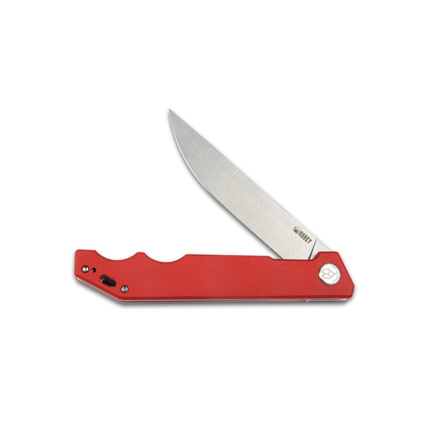 Kubey Pylades Liner Lock Flipper Folding Knife Red G10 Handle 4.65" Satin AUS-10 KU253F