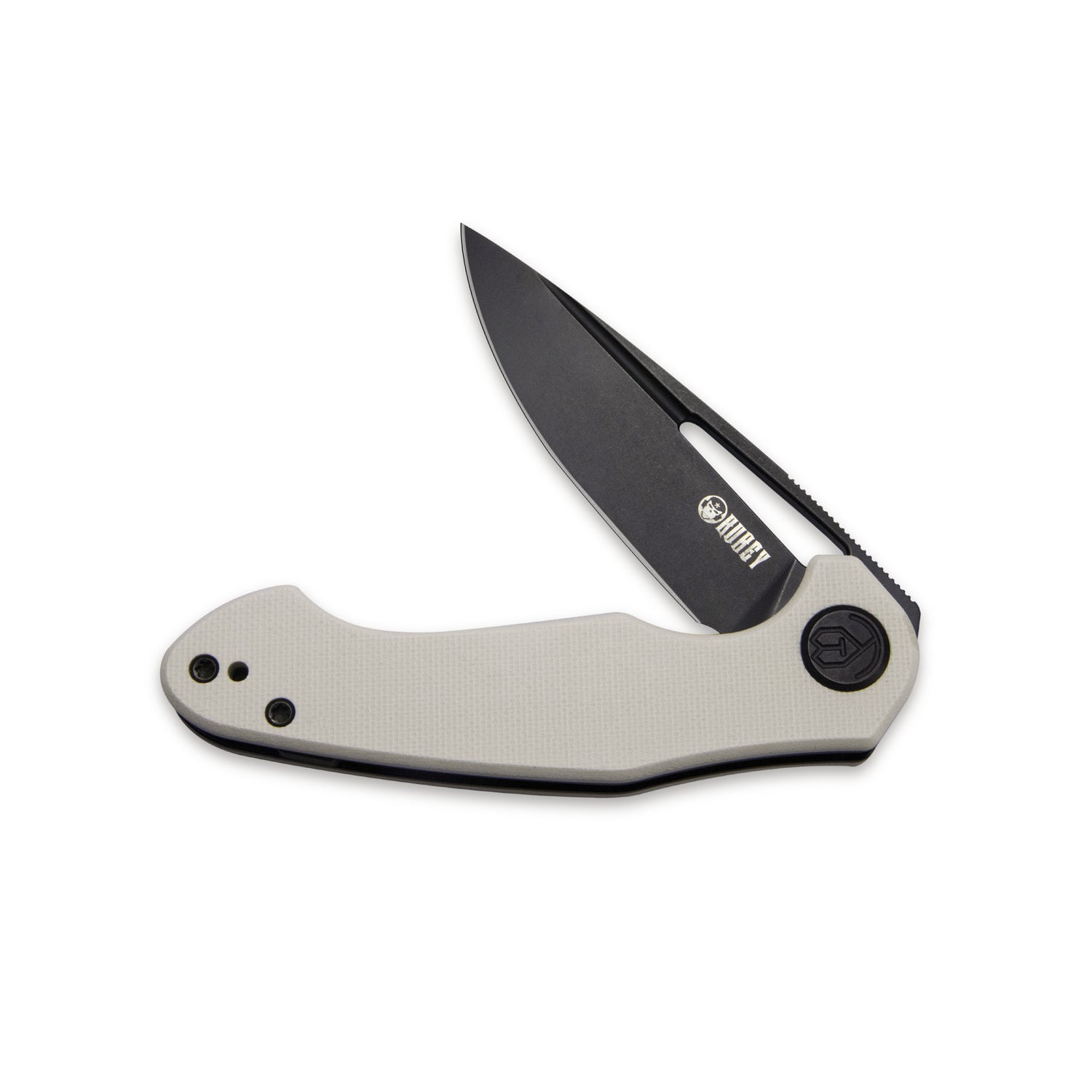 Kubey Dugu Liner Lock Folding Knife Ivory G10 Handle 2.91'' Dark Stonewashed 14C28N Blade KU210G NEW