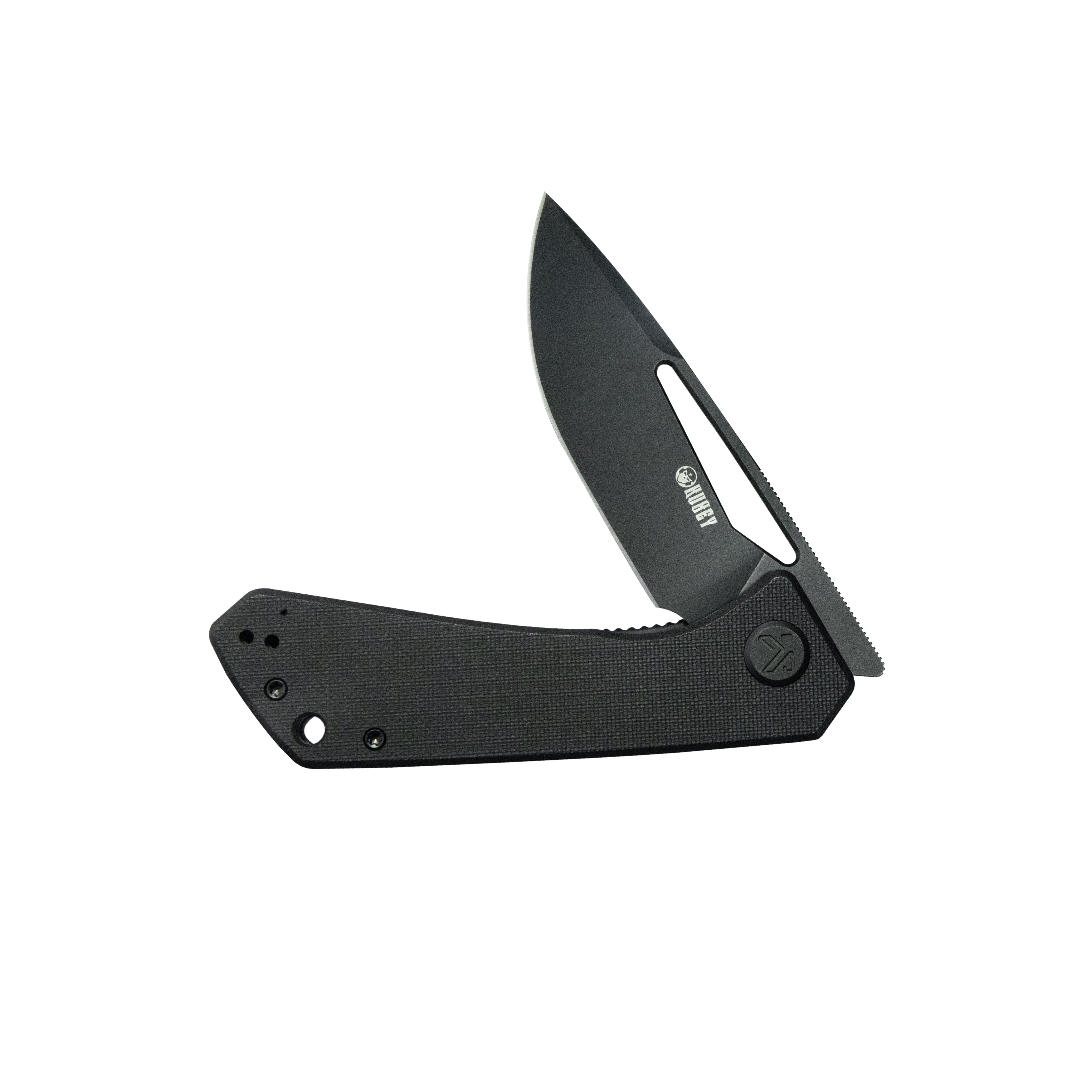 Kubey Thalia Front Flipper EDC Pocket Folding Knife Black G10 Handle 3.27" Blackwash 14C28N KU331S