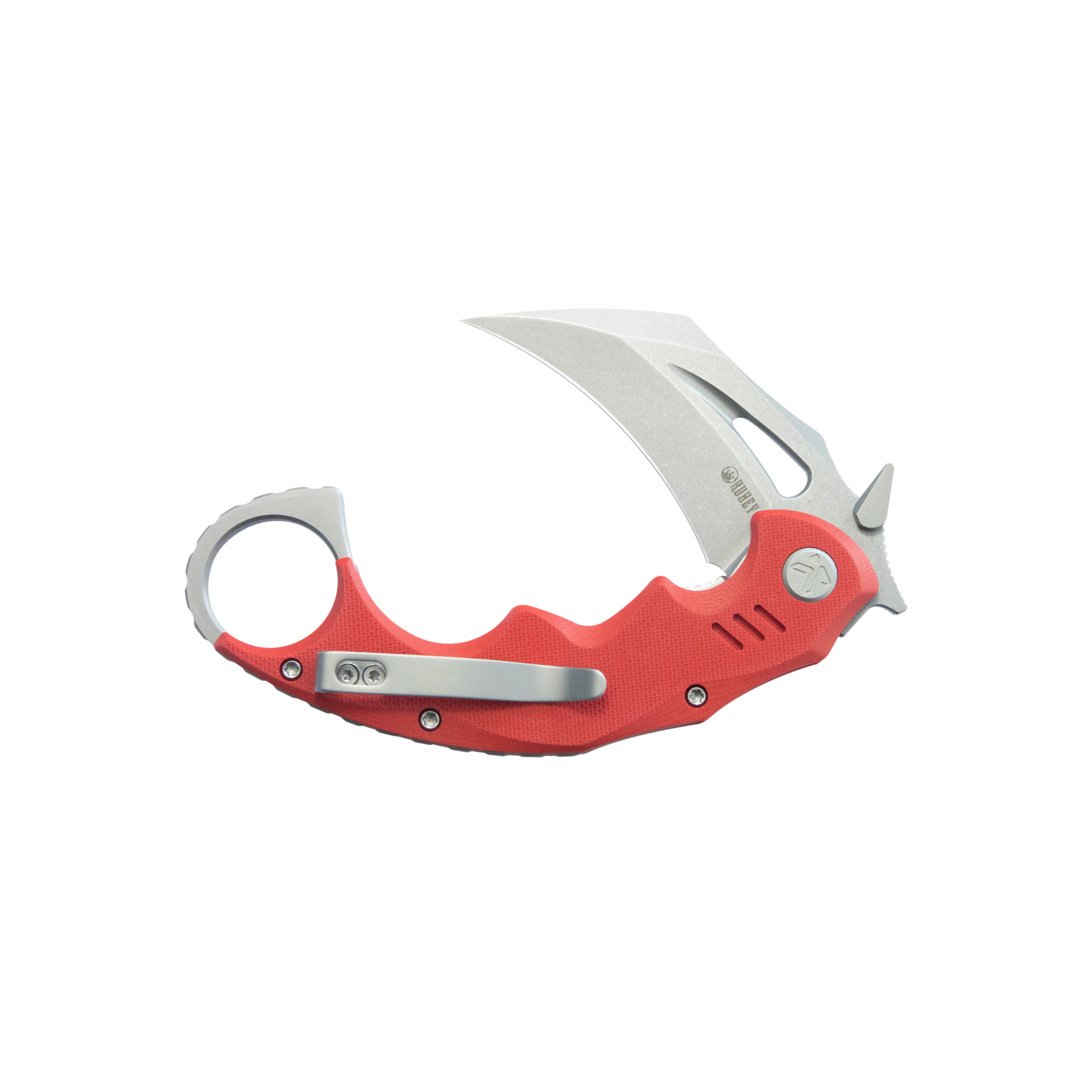 Kubey Mini Wrath Karambit Folding Knife Red G-10 Handle 2.44" Beadblast 14C28N Blade KU262D