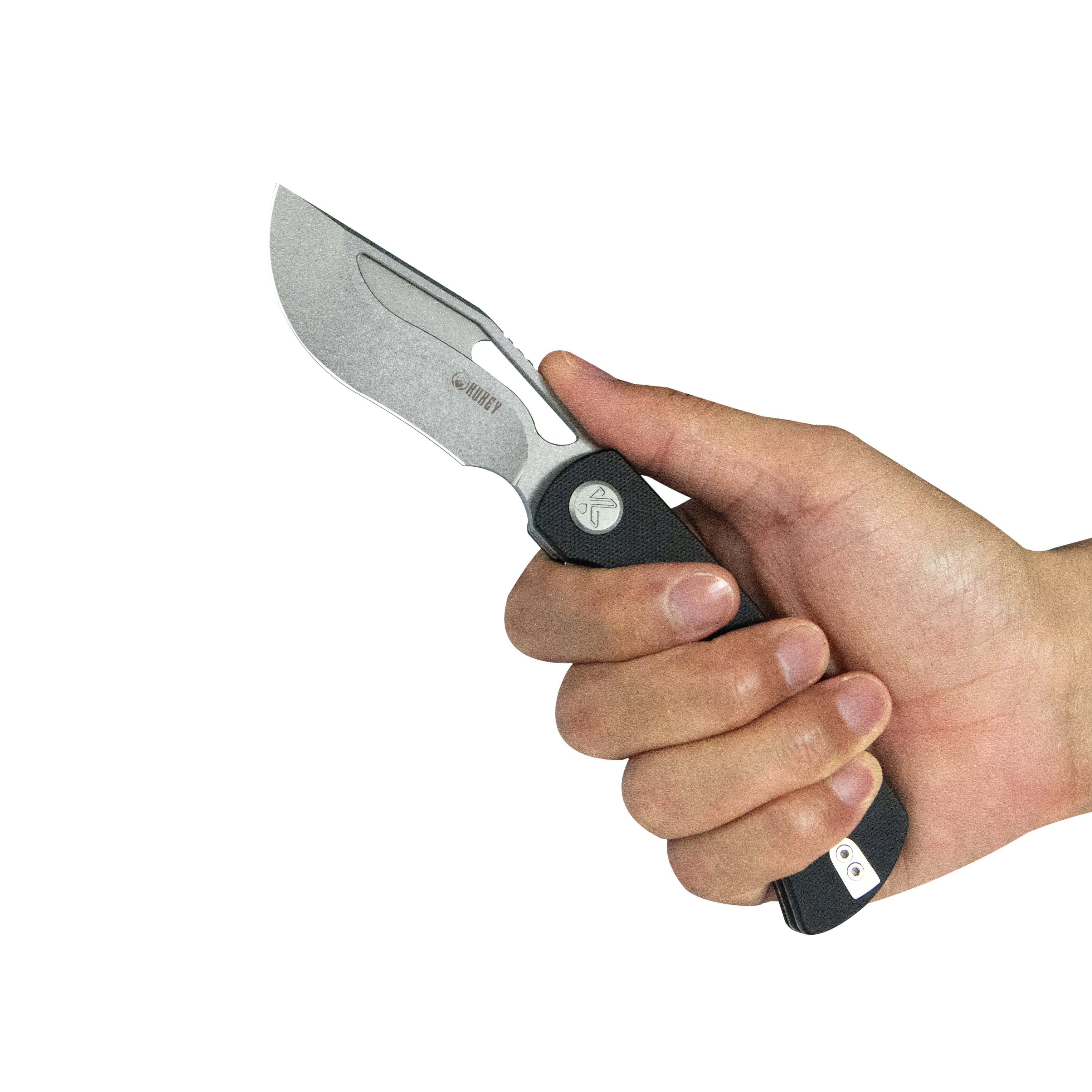 Kubey Gurkha EDC Folding Knife Black G-10 Handle 3.50" Beadblast Sandvik 14C28N Blade Knife KU397A