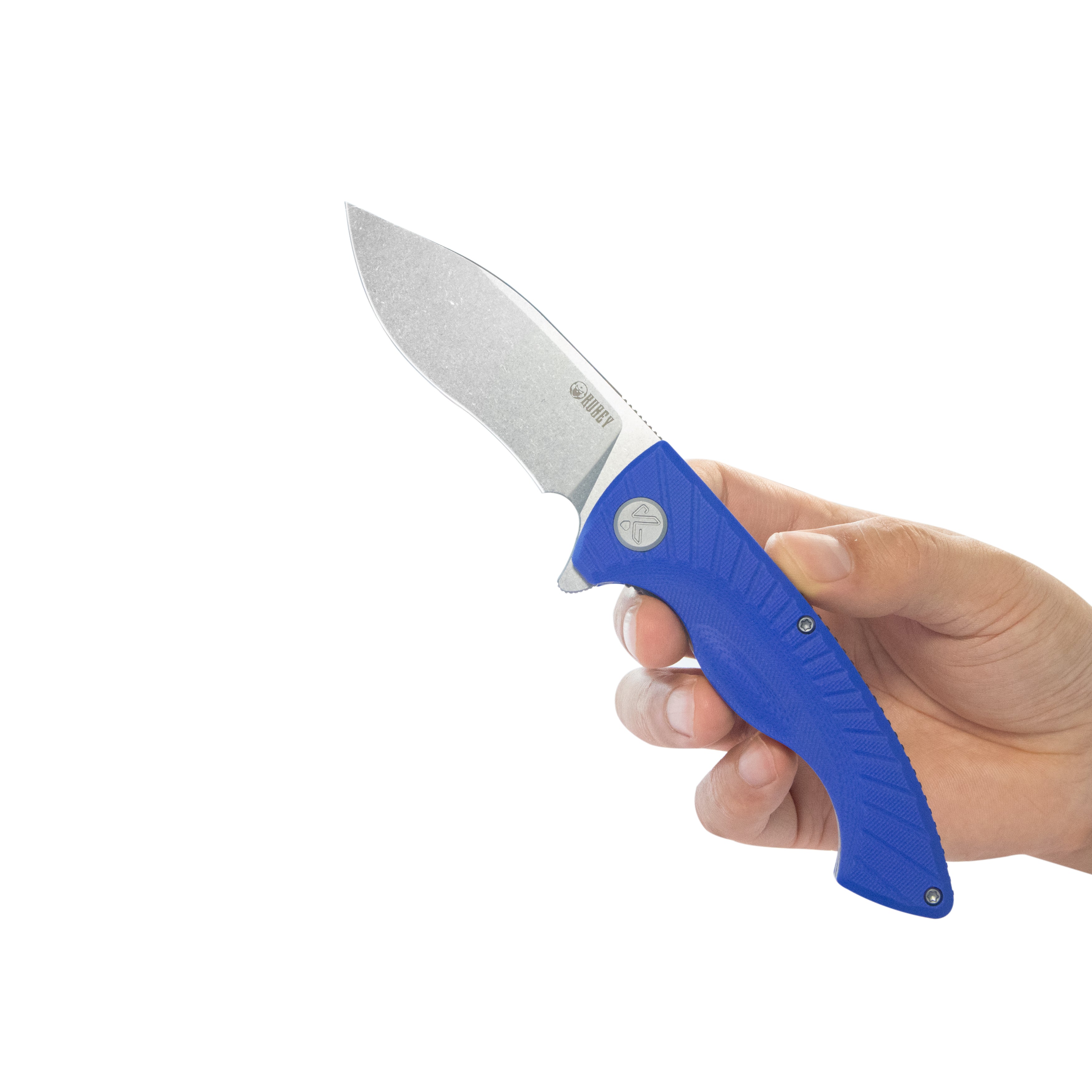 Kubey Timberwolf Flipper Outdoor Folding Knife Blue G-10 Handle 3.46" Stonewash 14C28N Blade KU208G