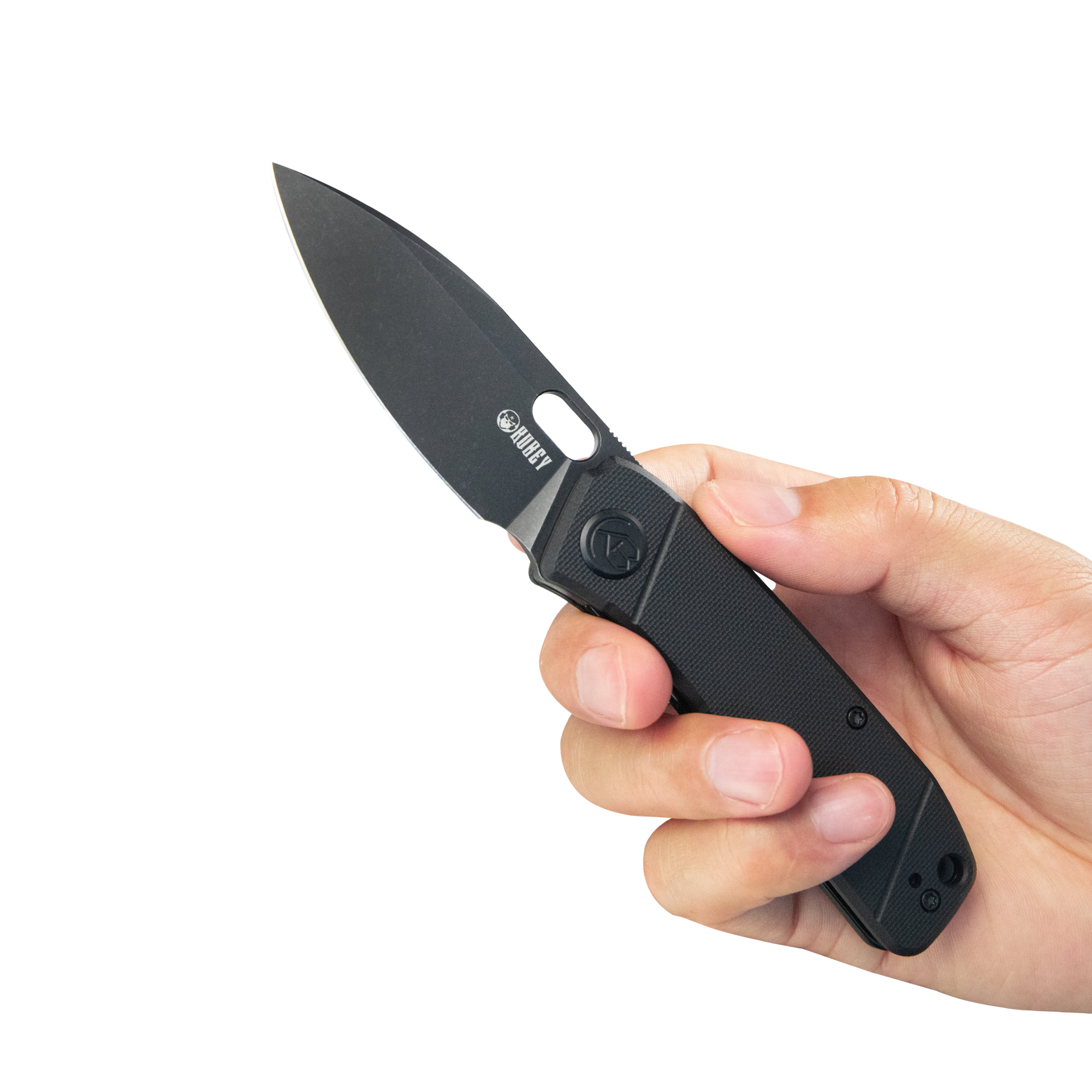 Kubey Hyde Liner Lock Folding Knife Black G10 Handle 2.95" Blackwash 14C28N KU2104H