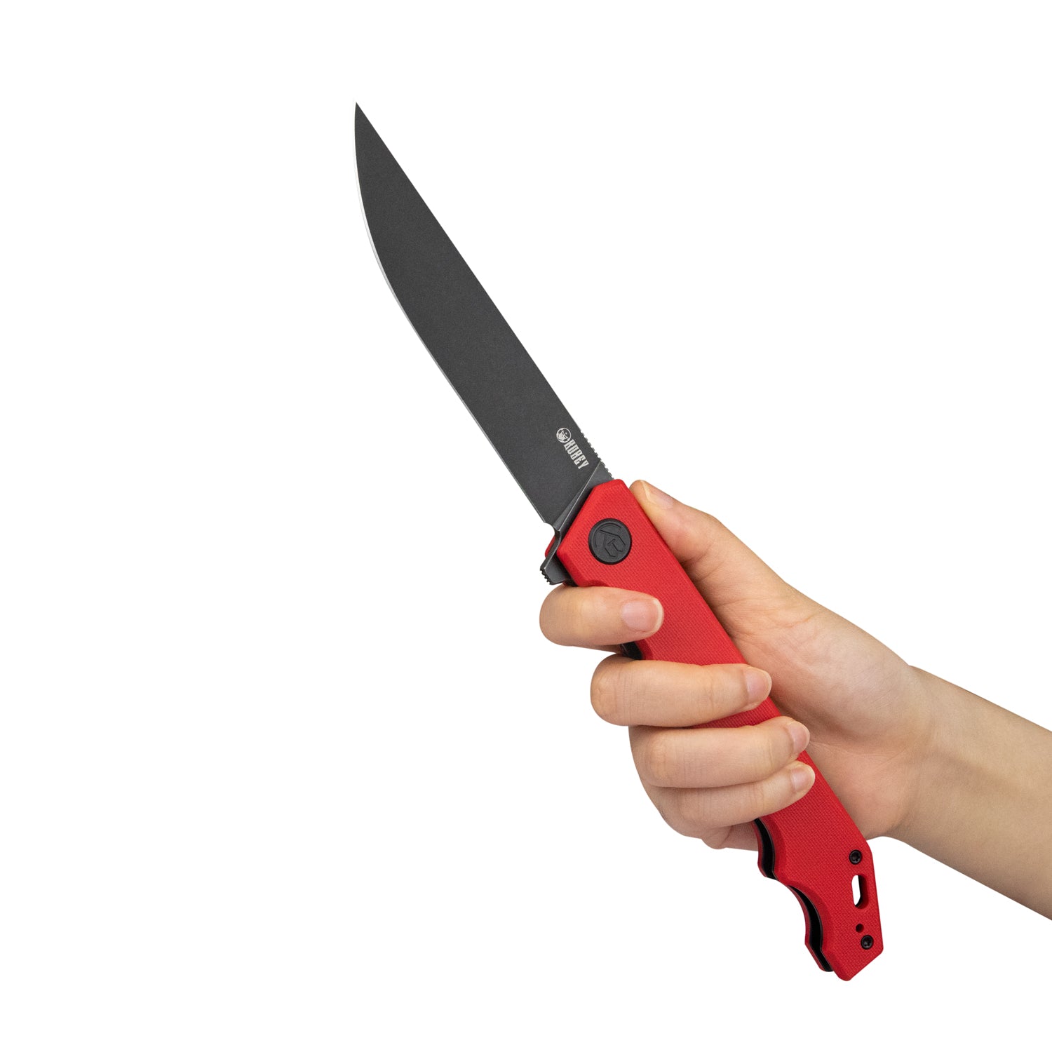 Kubey Pylades Liner Lock Flipper Folding Knife Red G10 Handle 4.65" Blackwashed AUS-10 KU253B