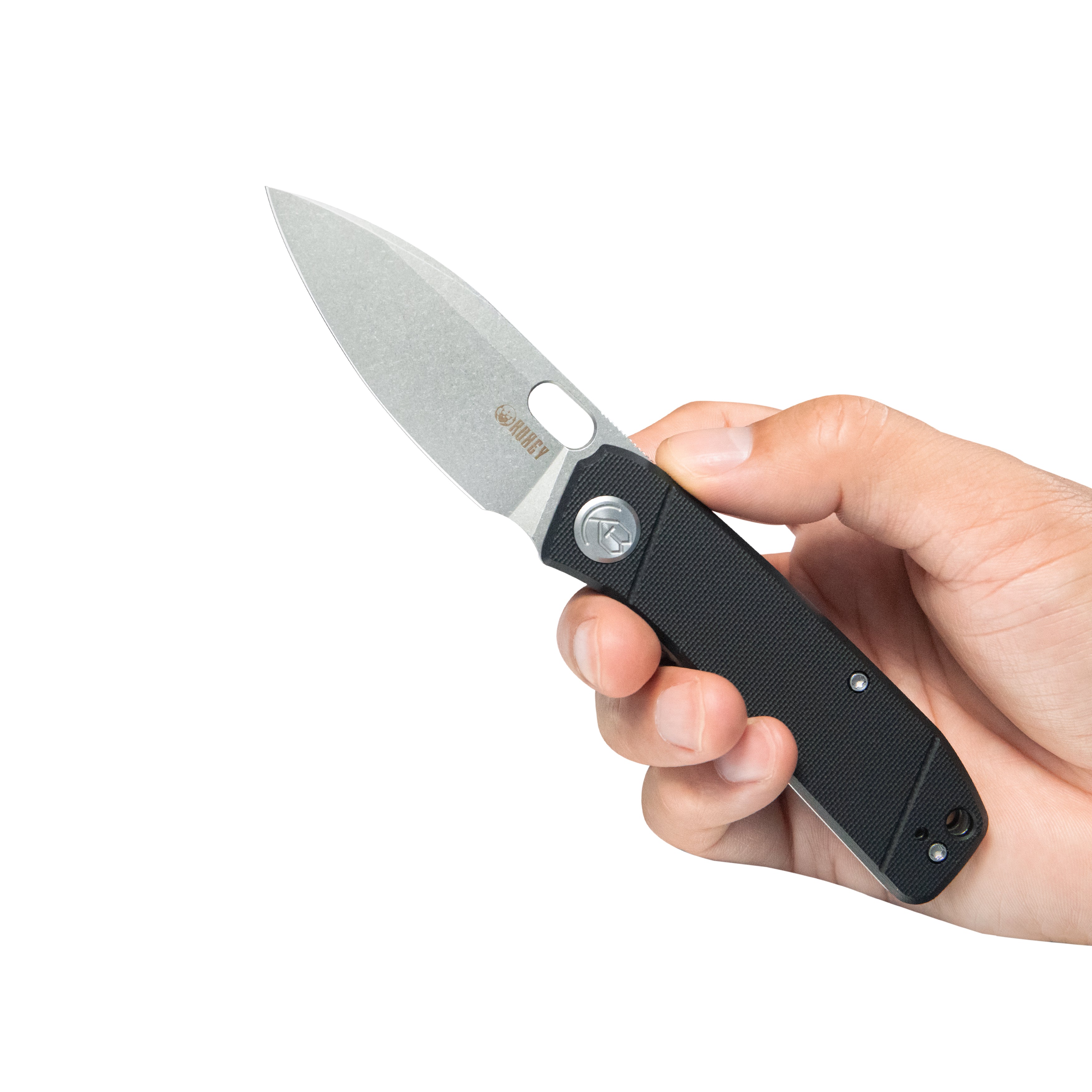 Kubey Hyde Liner Lock Folding Knife Black G10 Handle 2.95" Sand Blasted 14C28N KU2104A