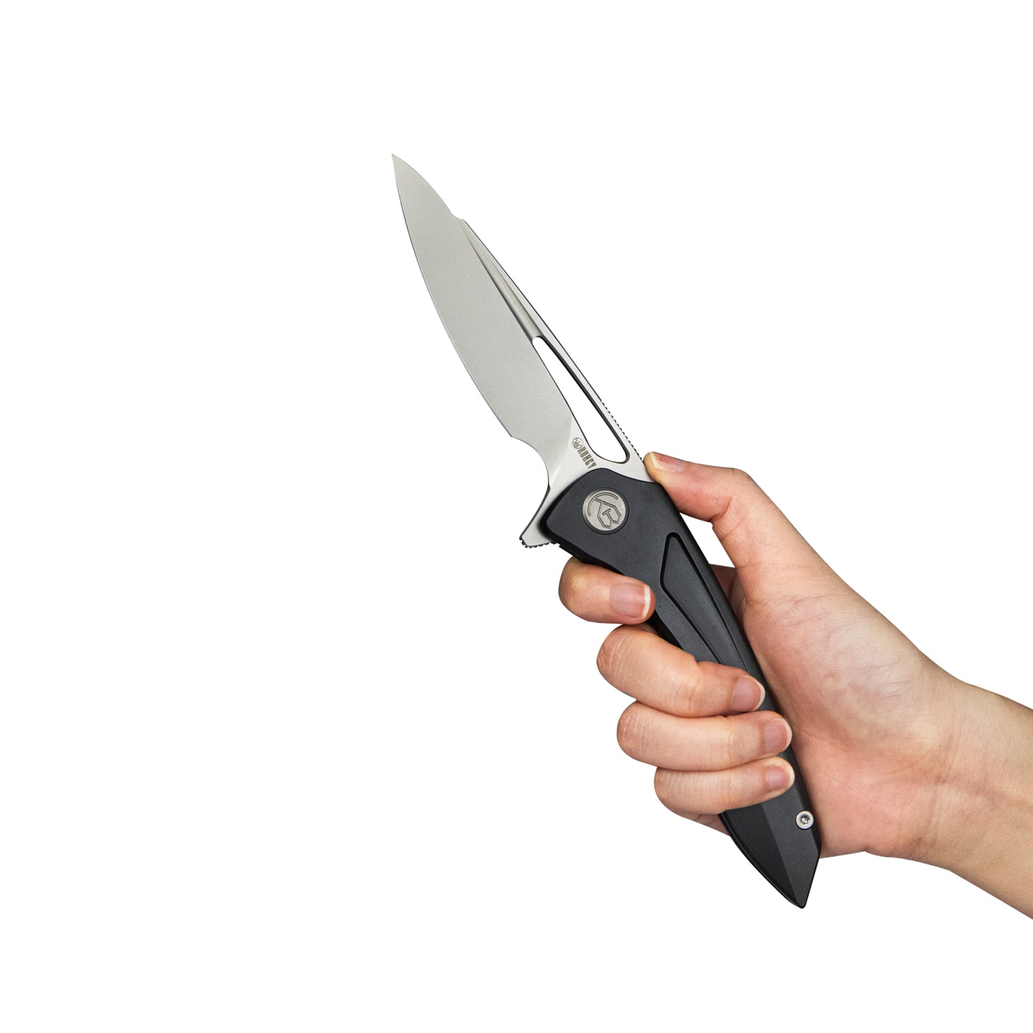 Kubey Velocé Frame Everyday Carry Gentlmans Pocket Knife Black Ti Handle 3.94'' Sandblasted S90V Blade KB171G