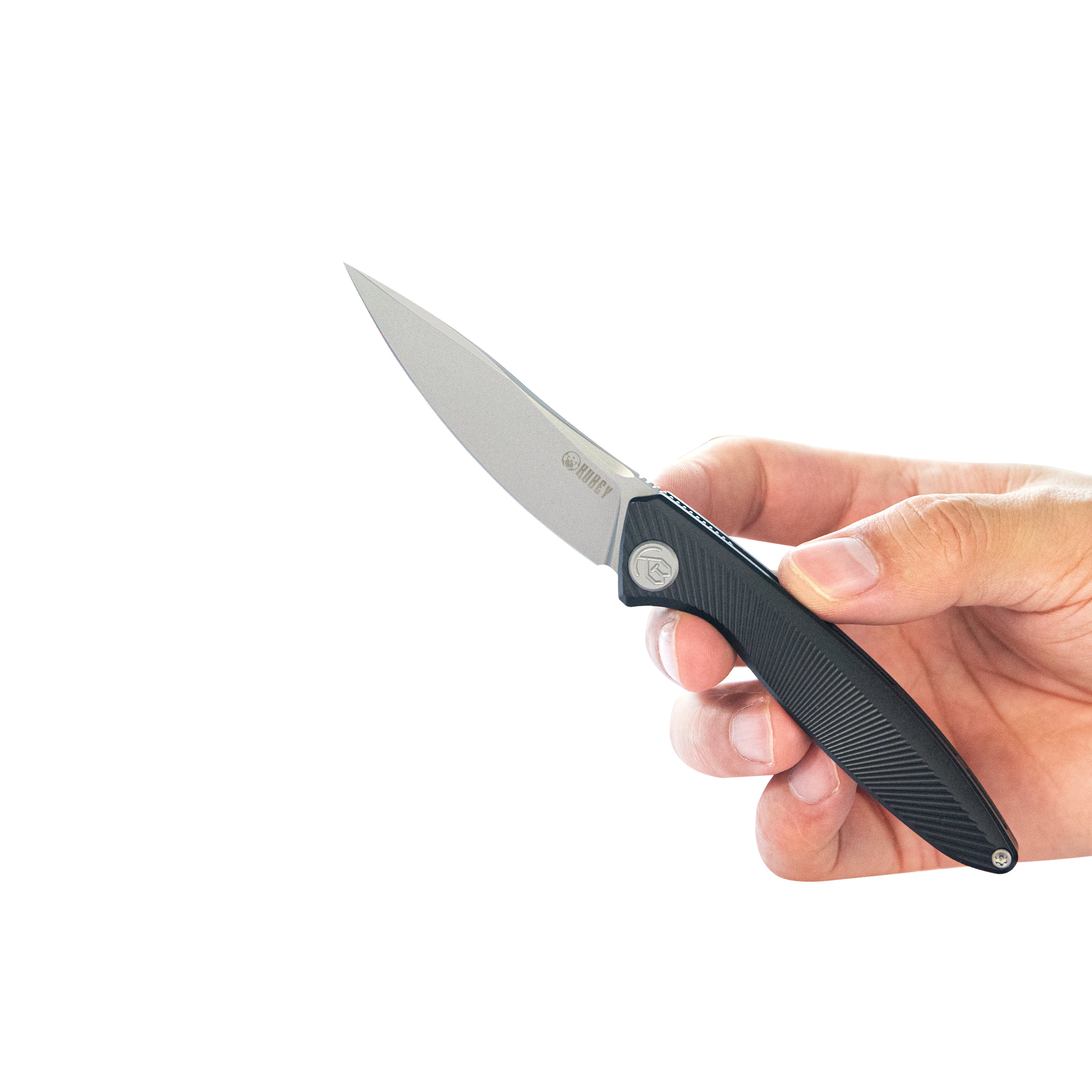 Kubey Pike Liner Lock Folding Knife Black CPM-20CV Titanium Handle 2.87" Sand Blasted 6AL4V Titanium  KB2103B