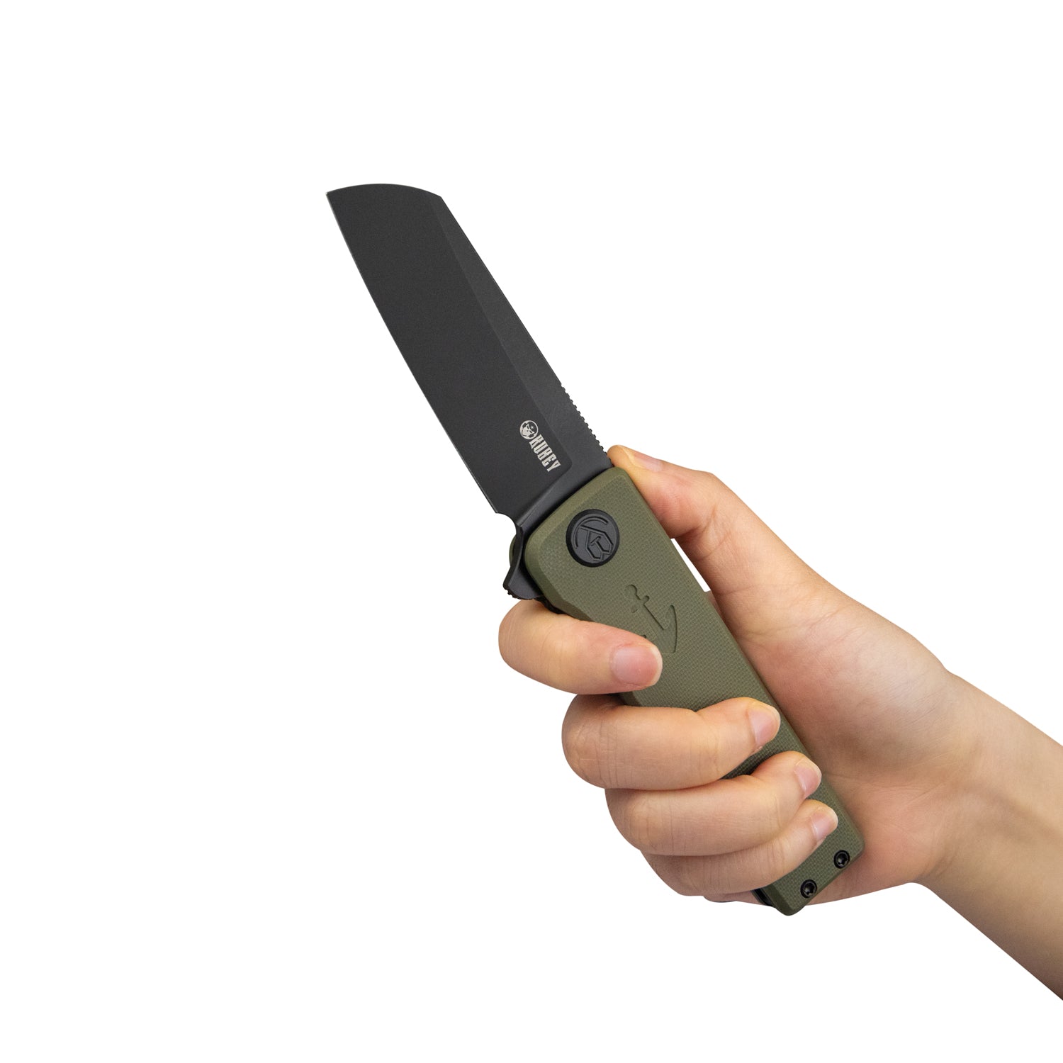 Sailor Liner Lock Flipper Outdoor Pocket Knife Green G10 Handle 3.11" Blackwashed AUS-10 Blade KU317C