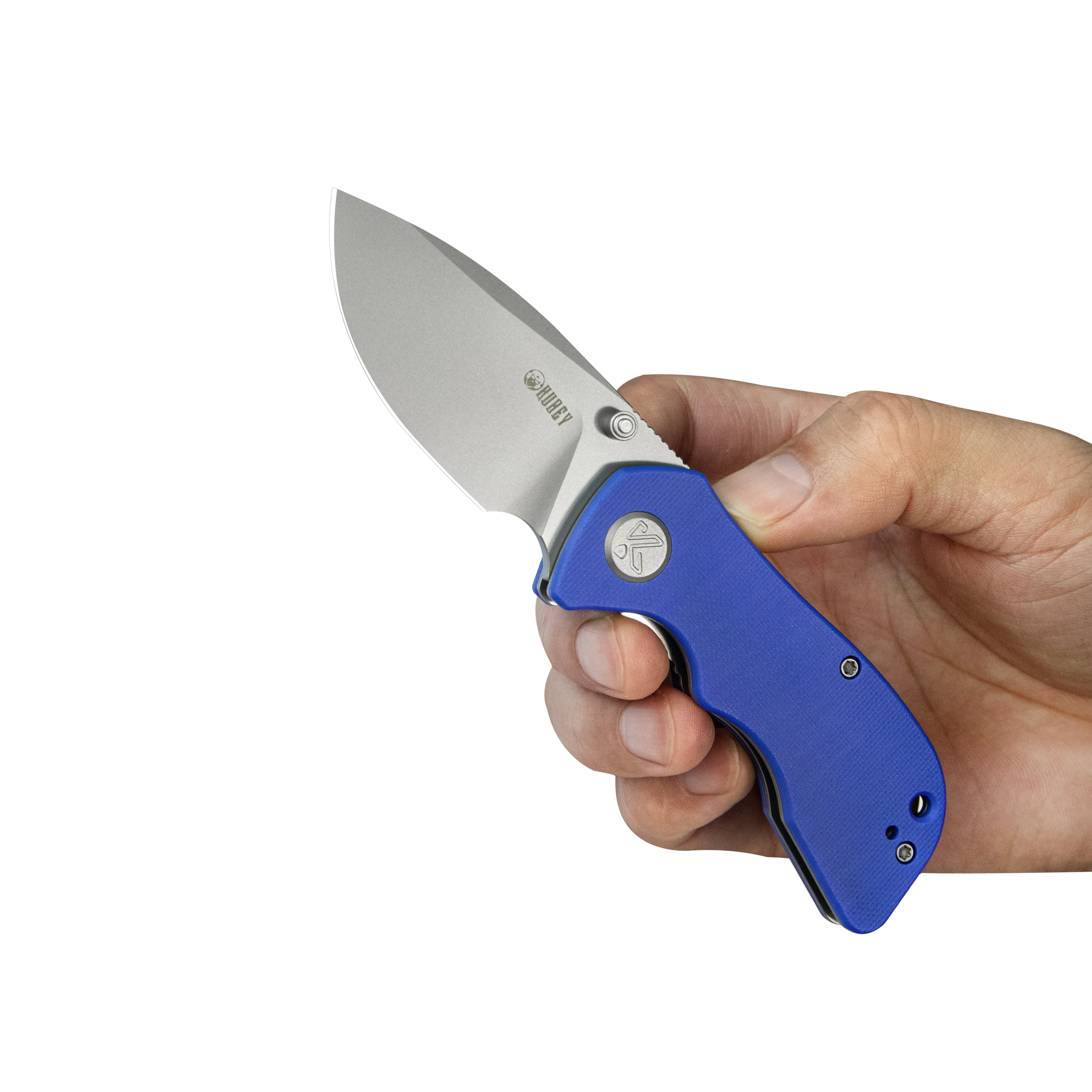 Kubey Karaji Liner Lock Dual Thumb Studs Open Folding Pocket Knife Blue G-10 Handle 2.56" Beadblast 14C28N KU180R