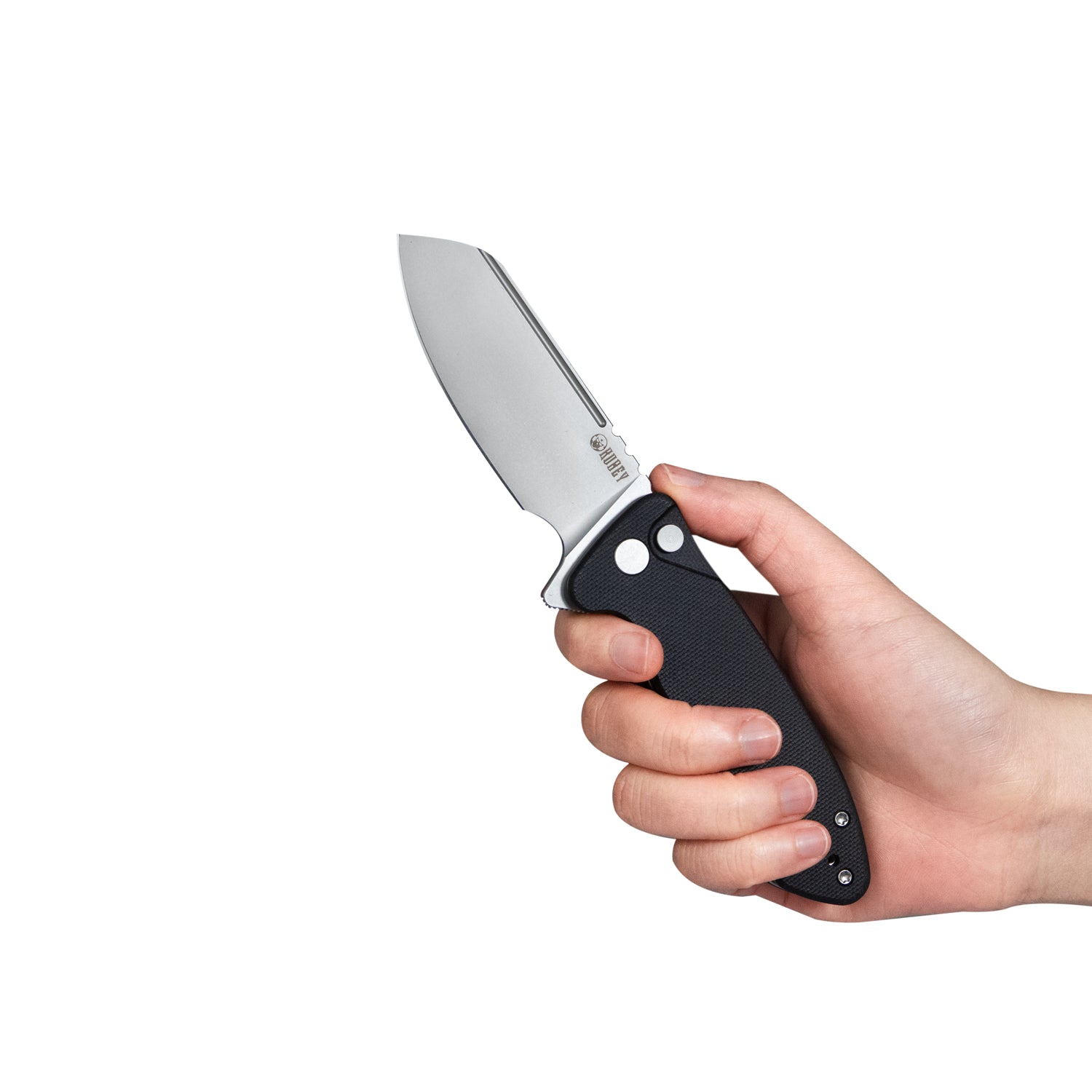 Creon Small Pocket Knife with Button Lock Black G10 Handle 2.87" Beadblast AUS-10 KU336E