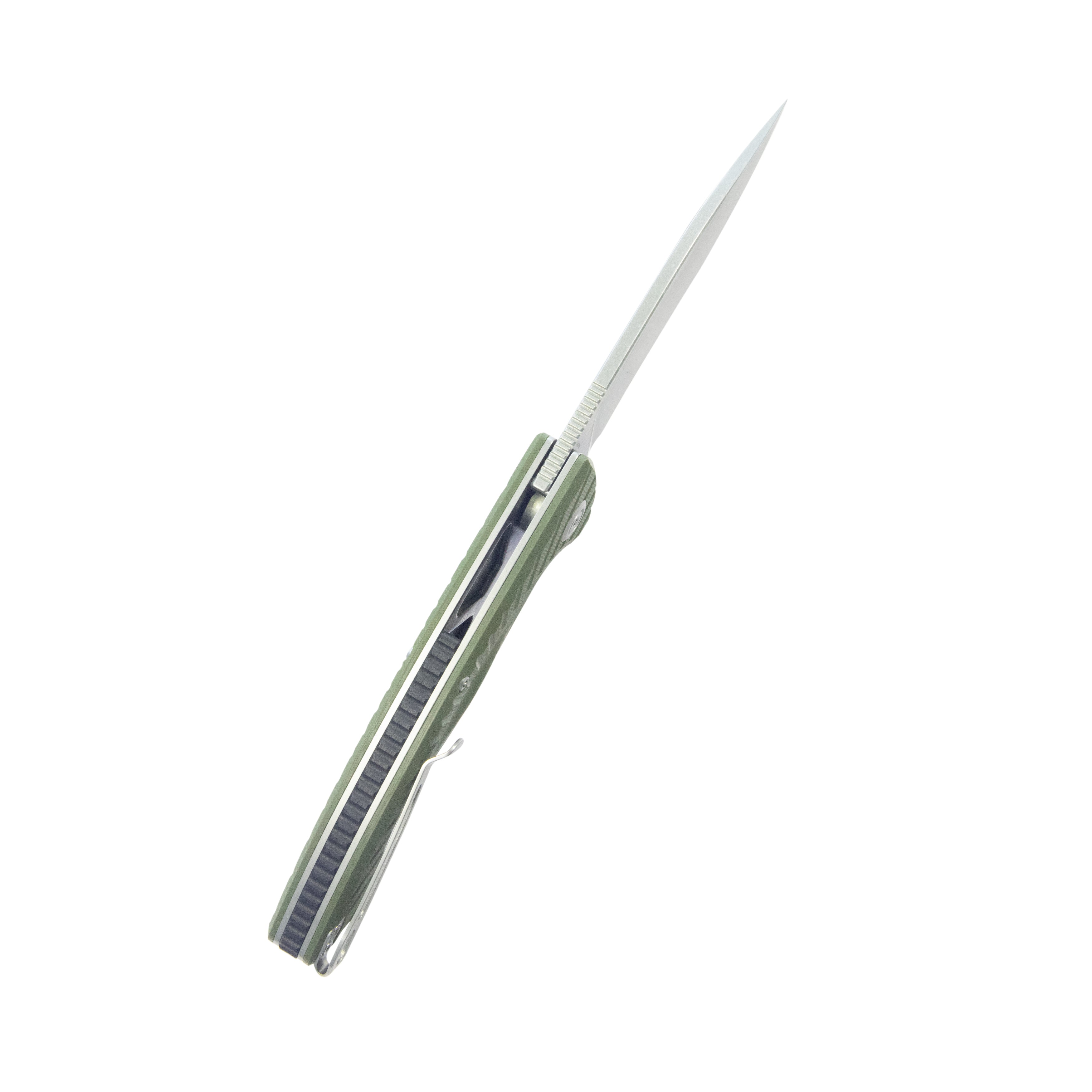 Kubey Timberwolf Flipper Outdoor Folding Knife Green G-10 Handle 3.46" Stonewash 14C28N Blade KU208F