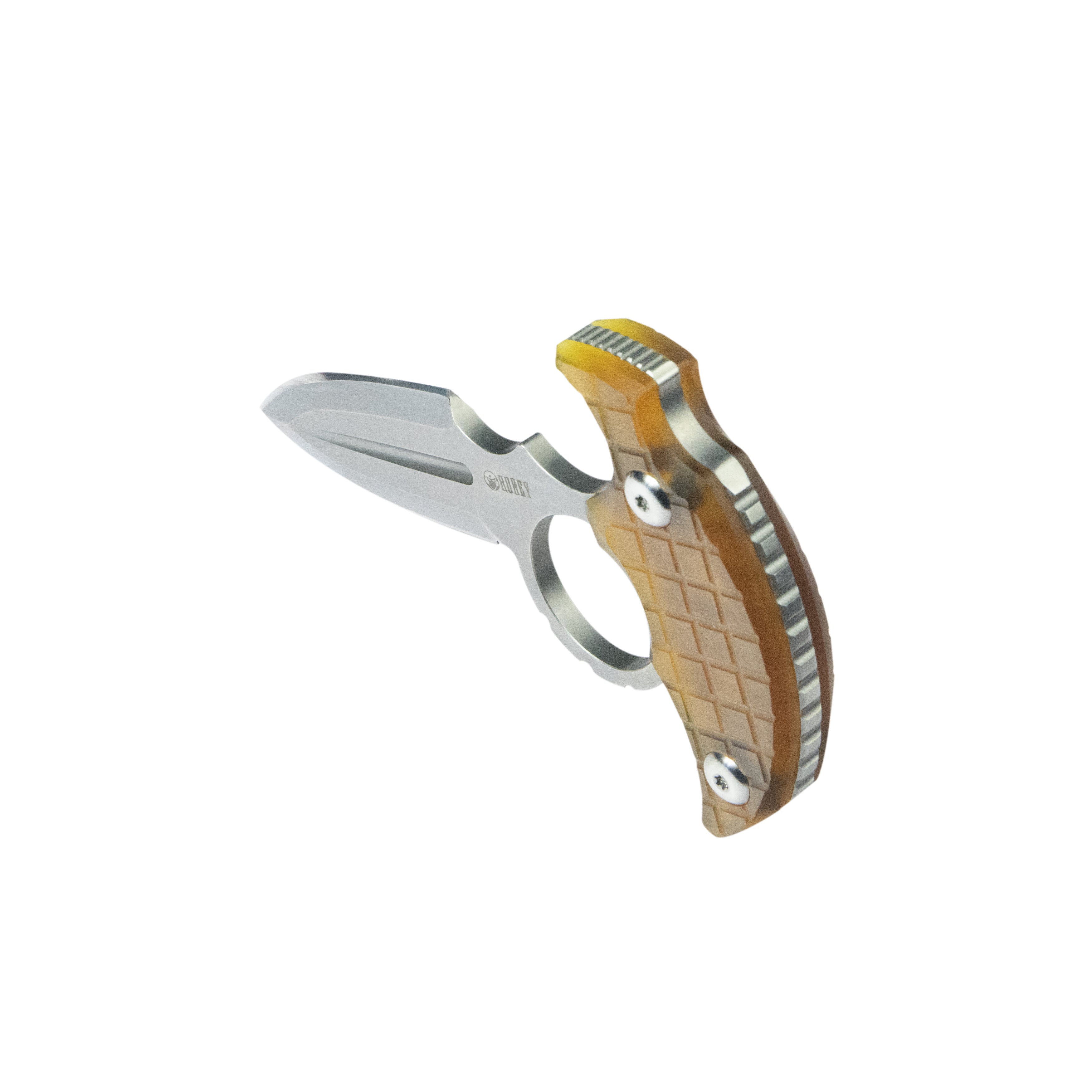 Kubey Cavy Fixed Blade Knife Ultem Handle 2.95'' Stonewash 14C28N Blade KU403F