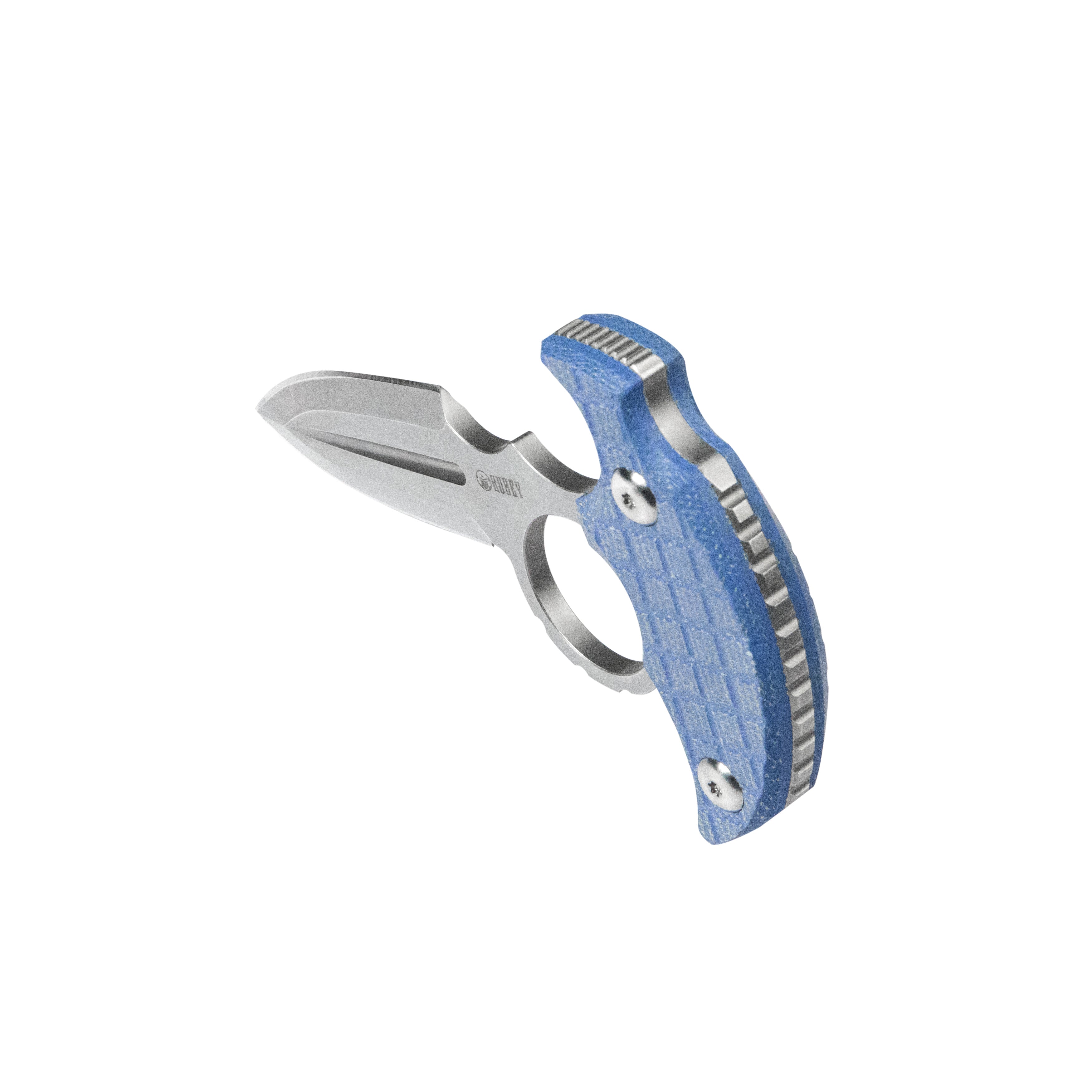 Kubey Cavy Fixed Blade Knife Blue Micarta Handle 2.95'' Stonewash 14C28N Blade KU403D