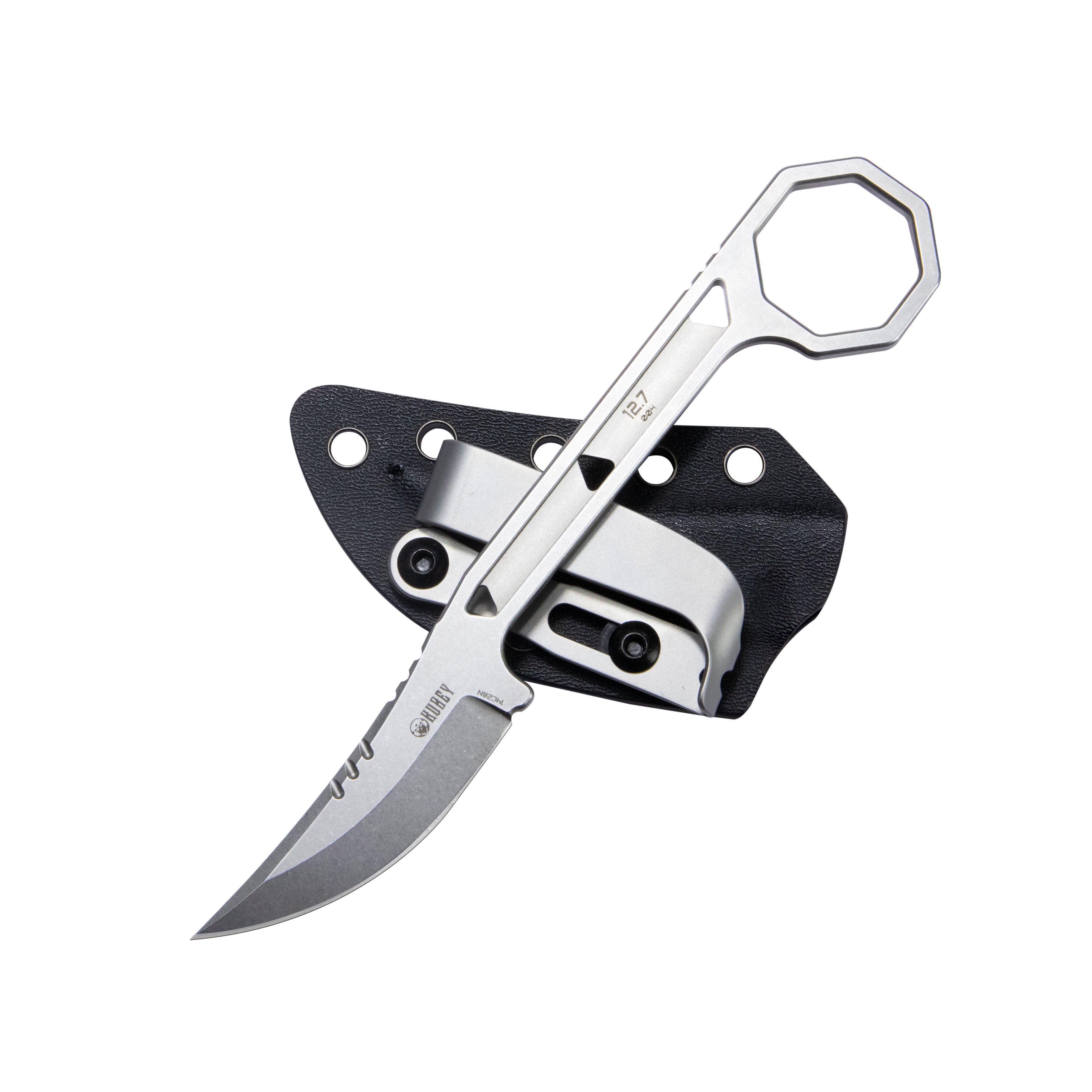 Kubey 12.7 Every Day Carry Fixed Blade Knife Skeletonized Handle 2.60" Bead Blaseted 14C28N KU362
