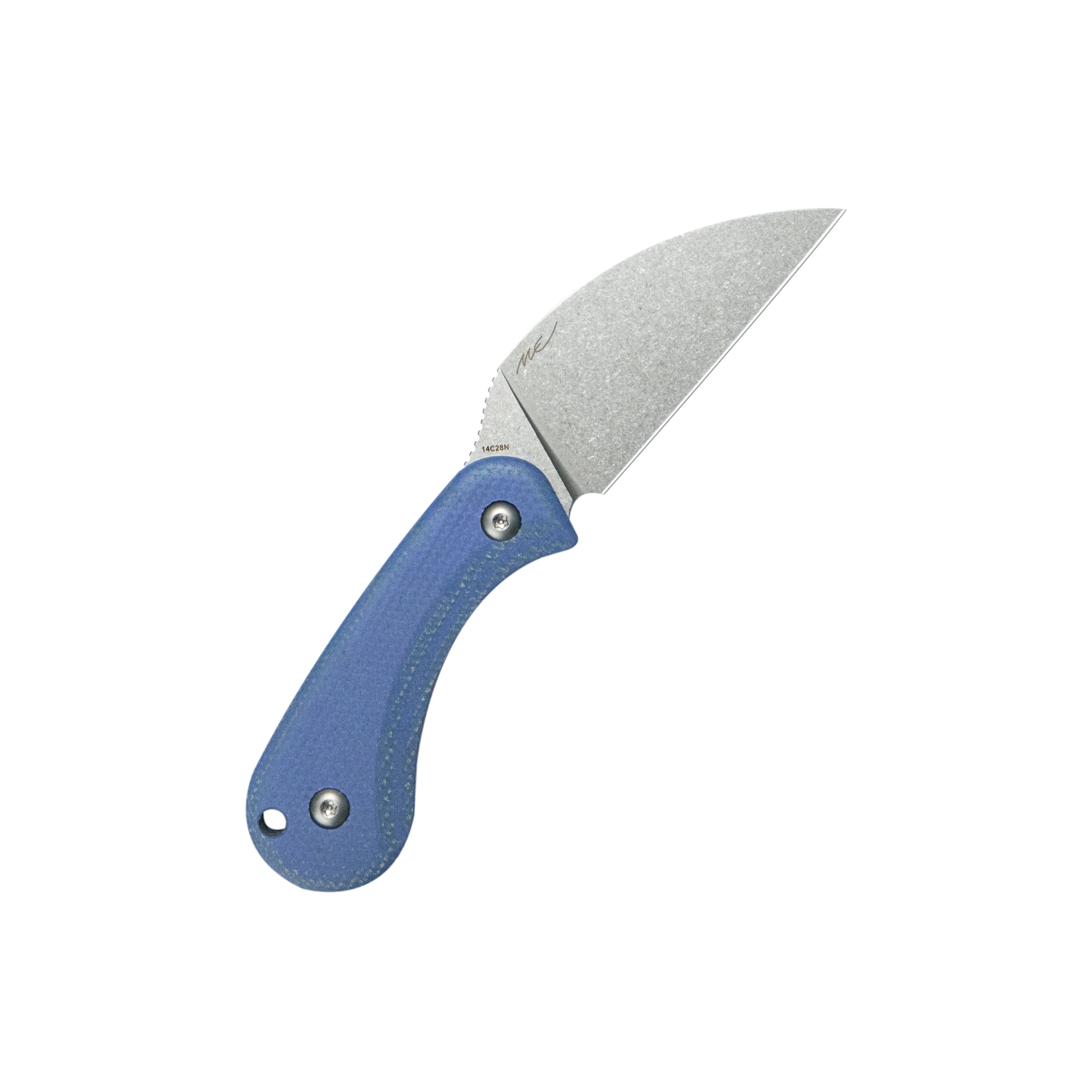 Kubey Pixie Fixed Blade Knife Blue Micarta Handle 2.36" Beadblast 14C28N Blade KU424B