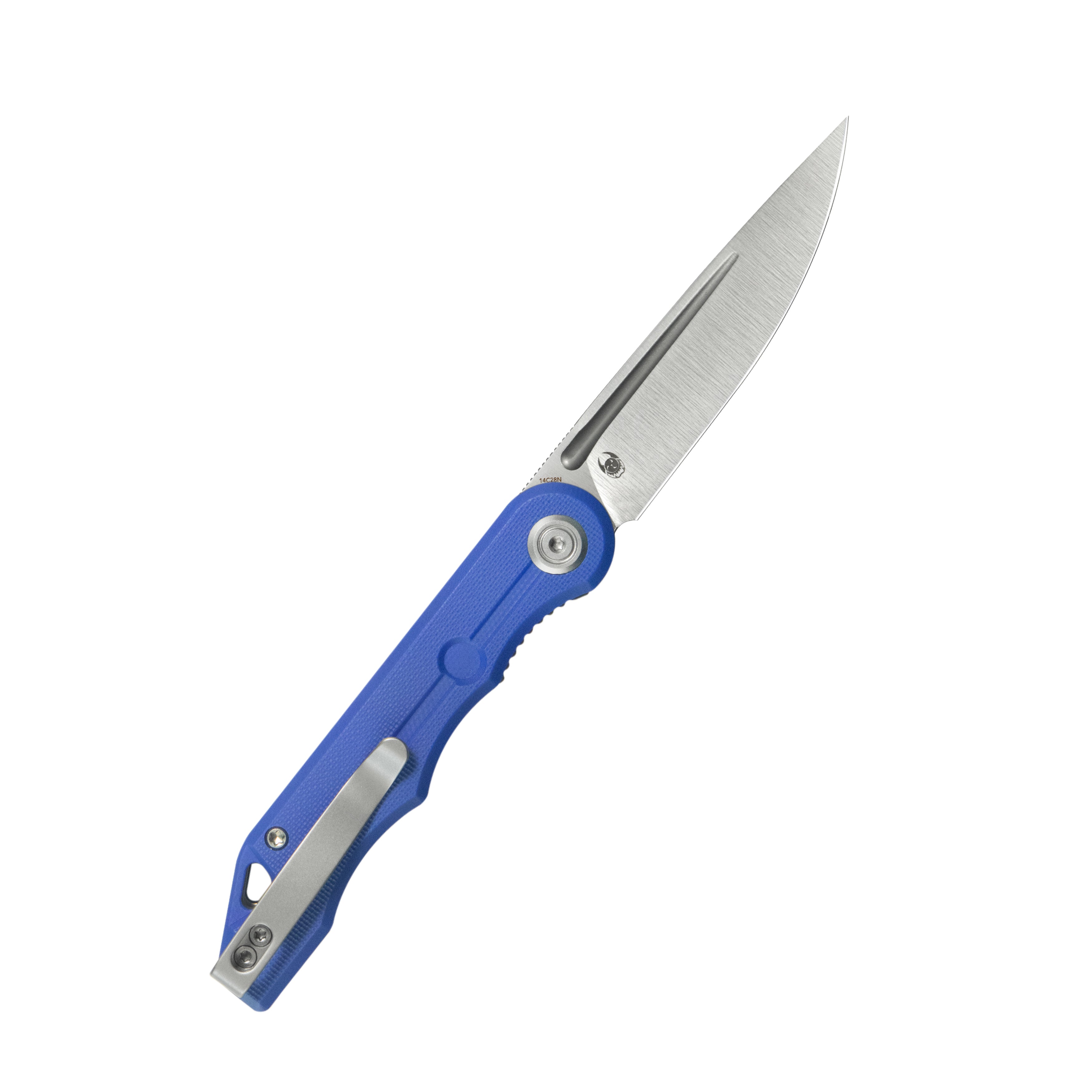 Kubey Mizo Liner Lock Front Flipper Folding Knife Blue G10 Handle 3.15" Satin 14C28N KU2101B